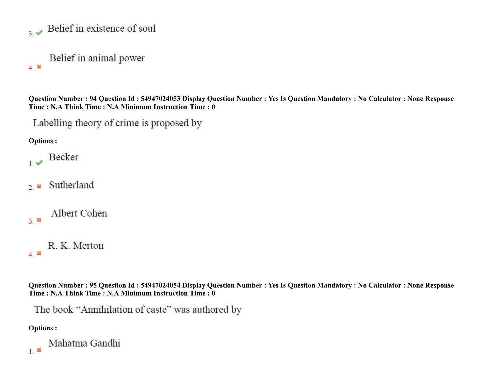 AP RCET 2022: Sociology-  17/10/2022 (Monday) Session-I Question Paper With keys - Page 66
