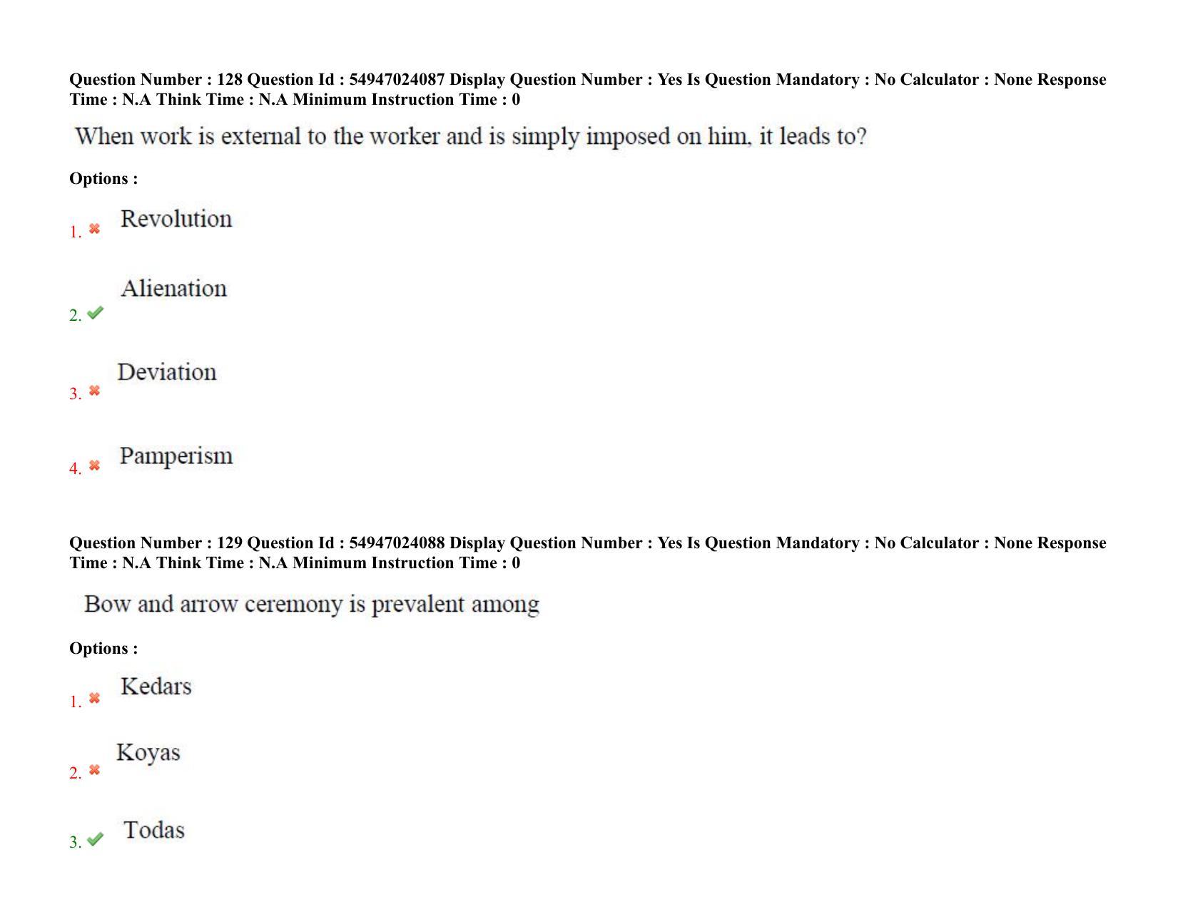 AP RCET 2022: Sociology-  17/10/2022 (Monday) Session-I Question Paper With keys - Page 86