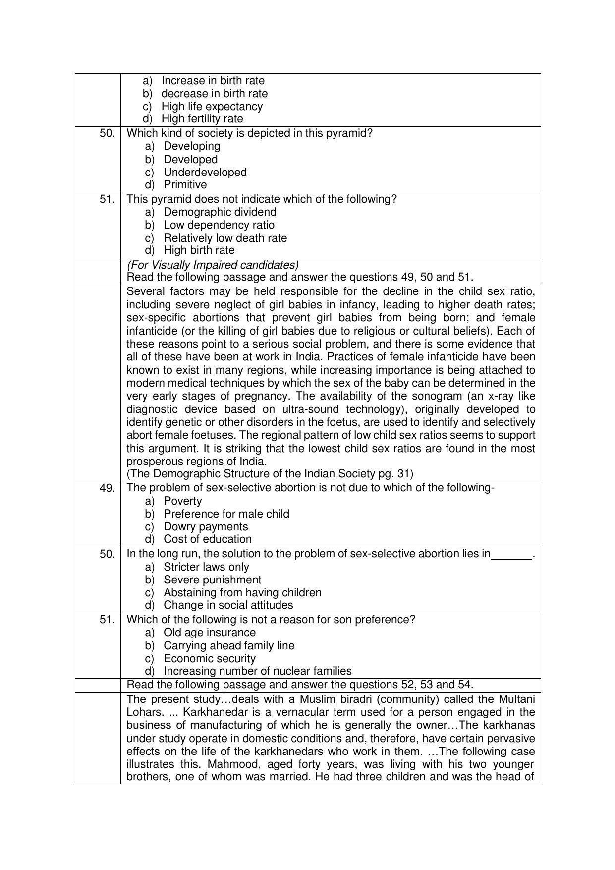CBSE Class 12th Sociology Sample Question Paper 2021-22 - Page 7