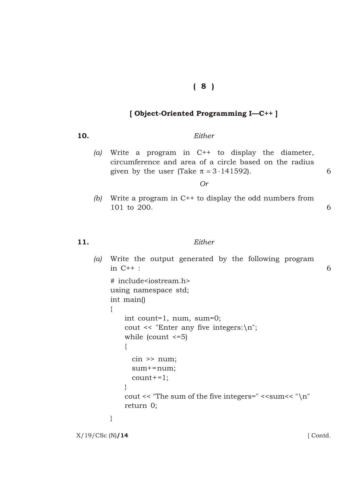 Meghalaya Board (MBOSE) Class 10 COMPUTER SCIENCE ( New Course ) 2019 Question Paper - Page 8