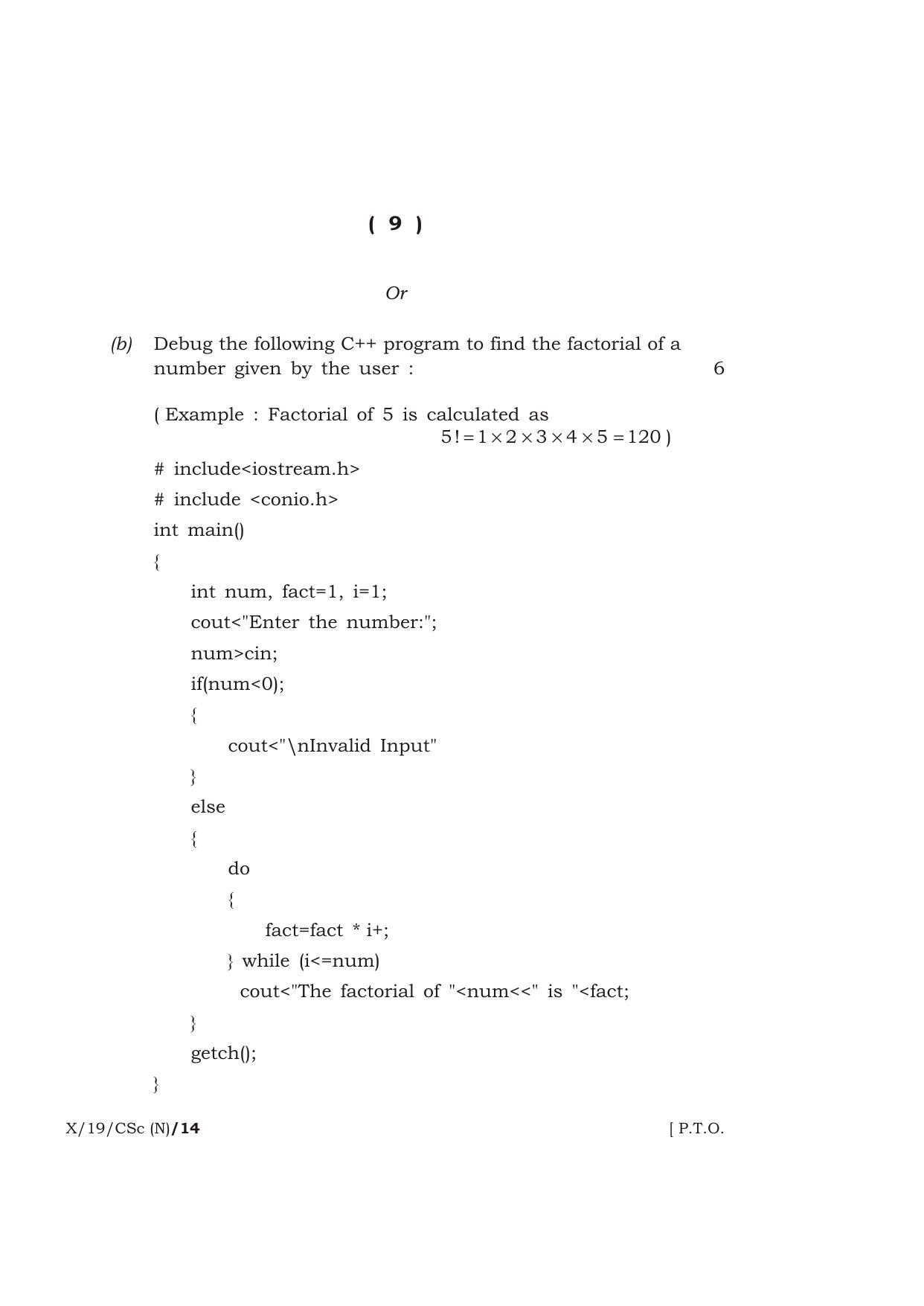 Meghalaya Board (MBOSE) Class 10 COMPUTER SCIENCE ( New Course ) 2019 Question Paper - Page 9