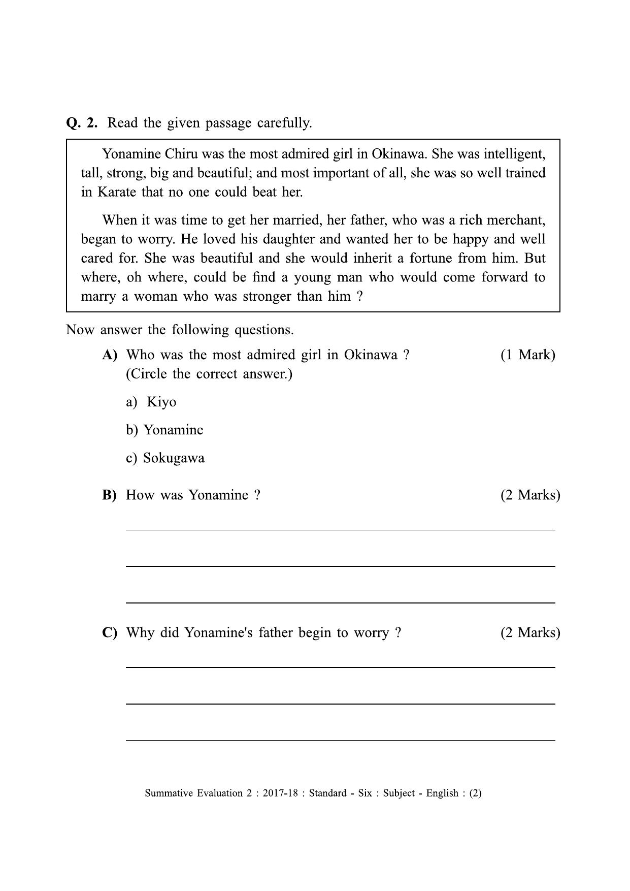 Maharashtra Board Class 6 English (First Language) Sample Question Paper - Page 2