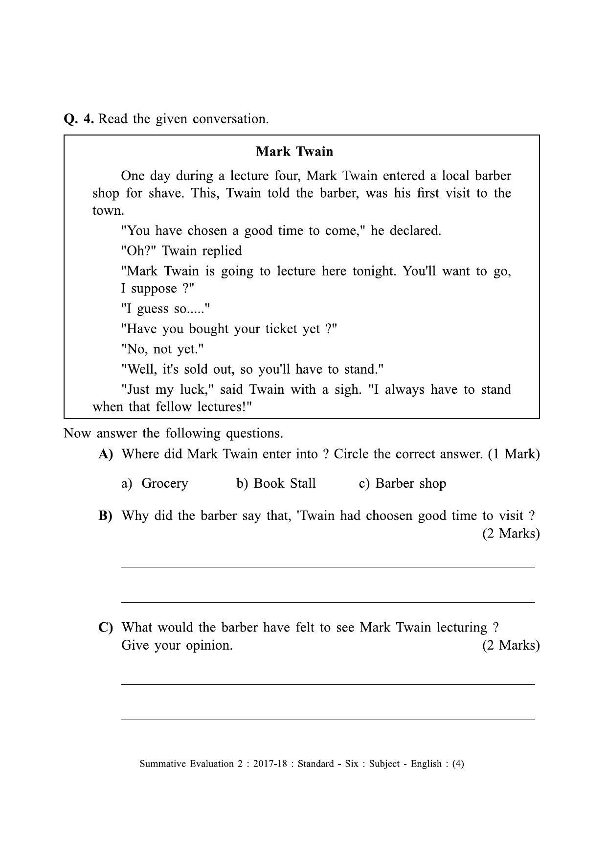 Maharashtra Board Class 6 English (First Language) Sample Question Paper - Page 4
