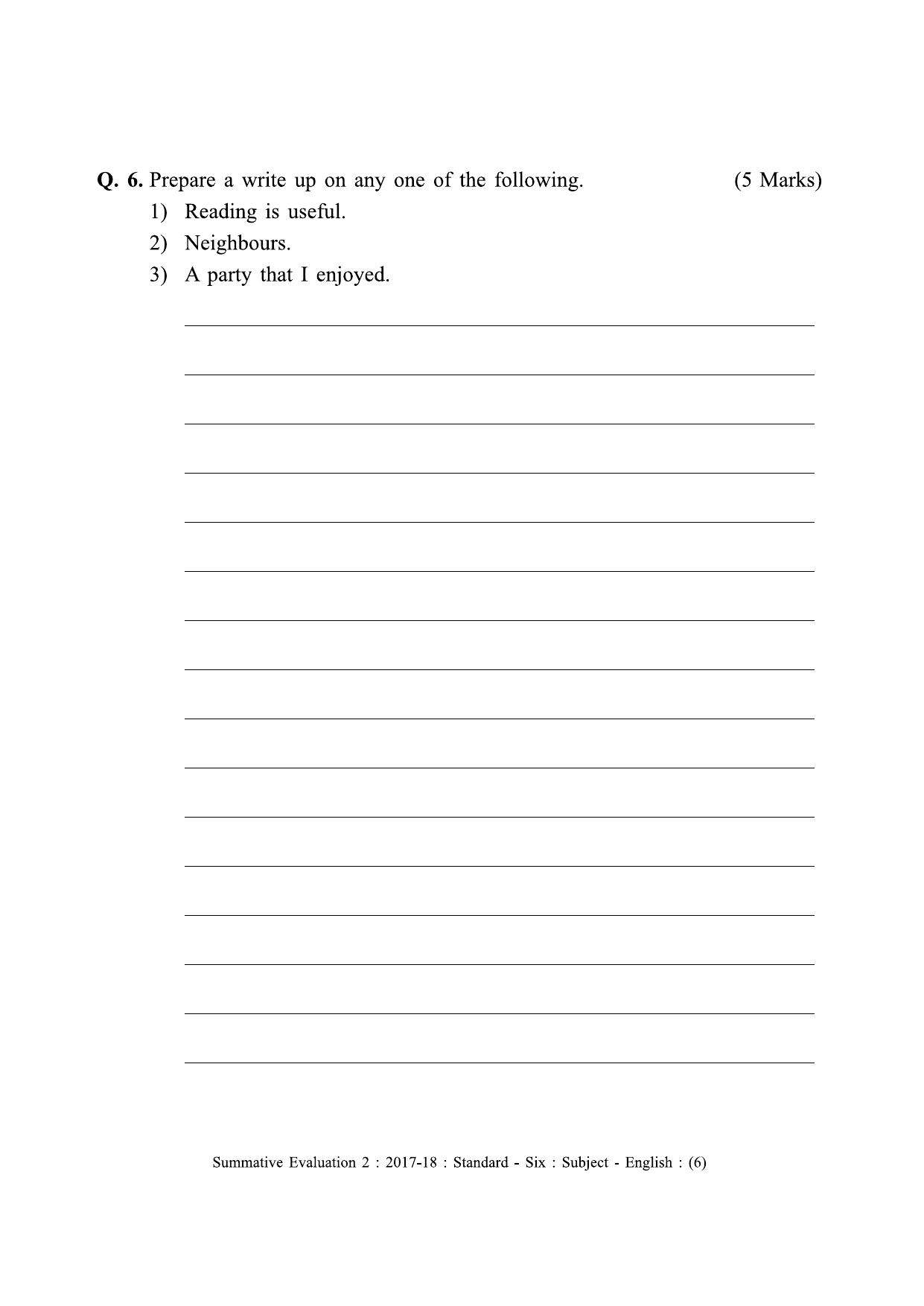 Maharashtra Board Class 6 English (First Language) Sample Question Paper - Page 6