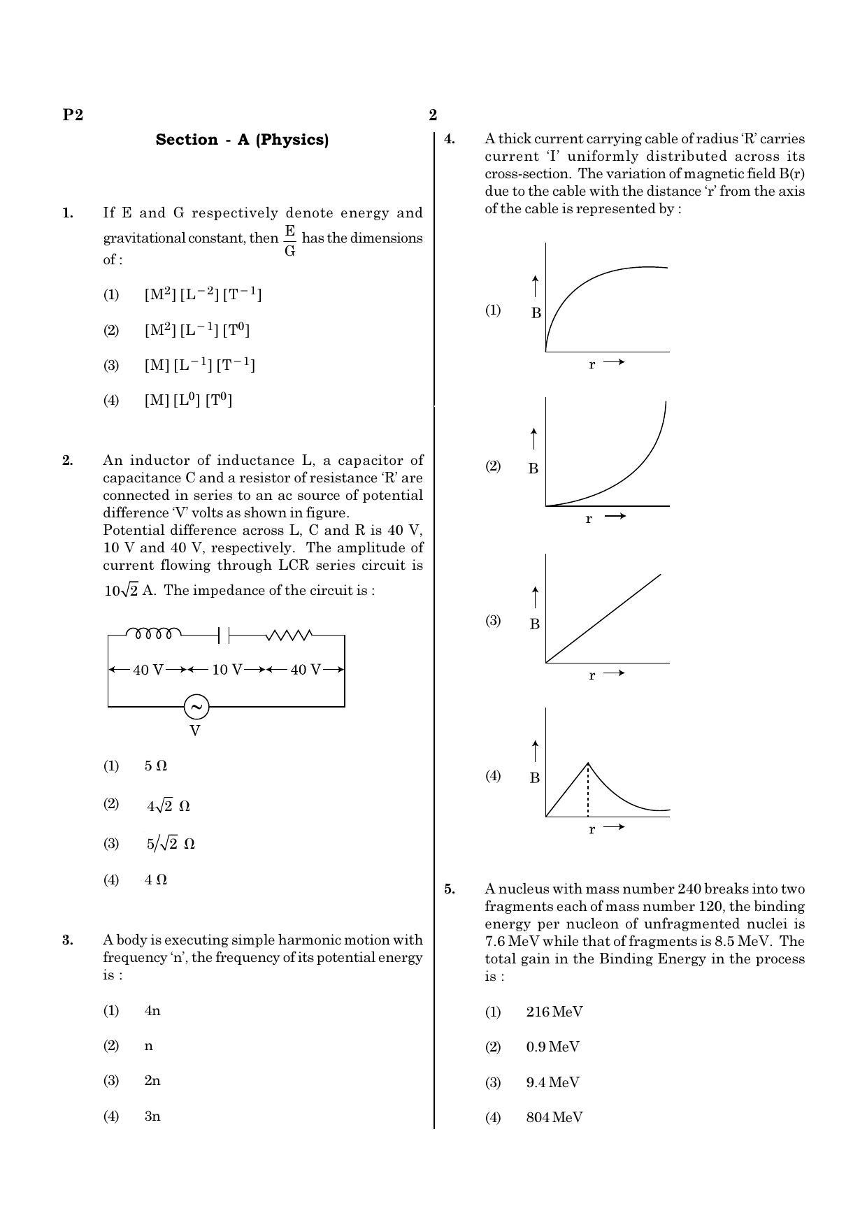 NEET P2 2021 Question Paper - Page 2