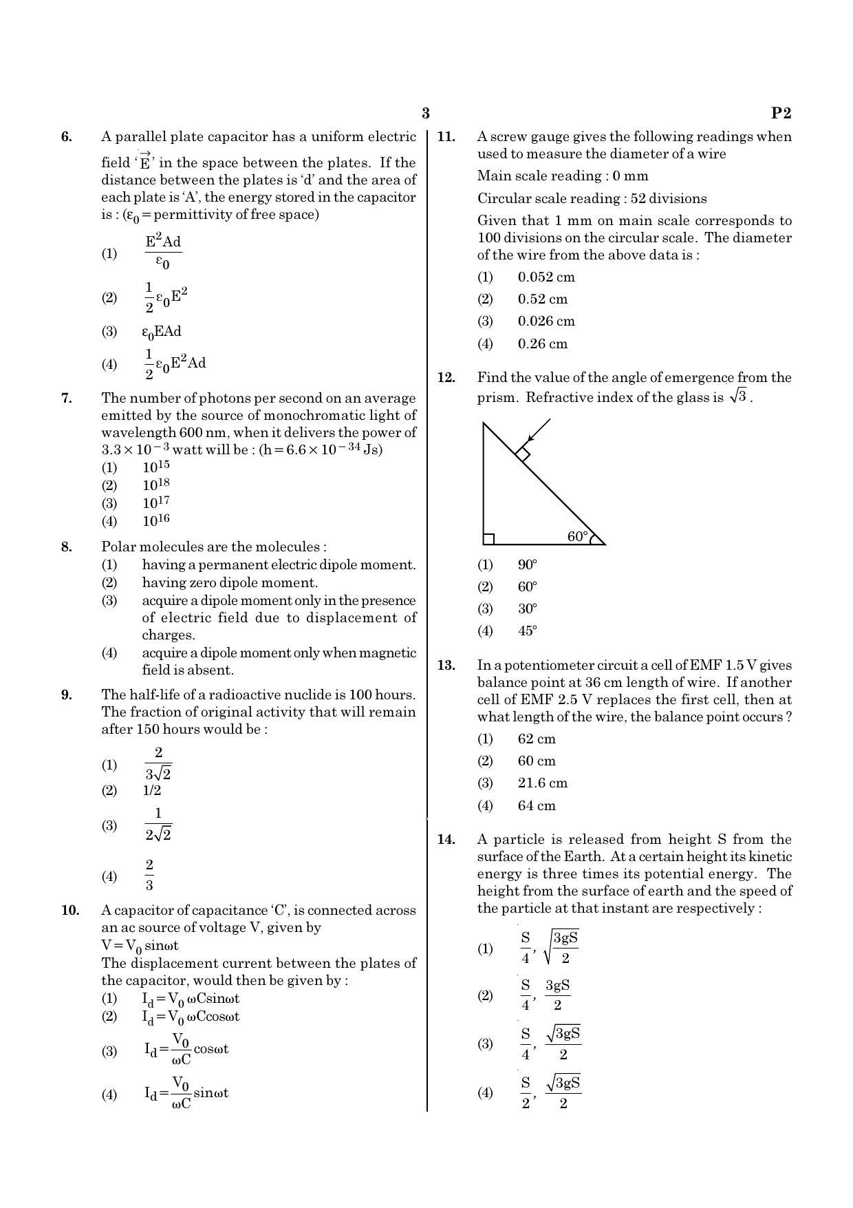NEET P2 2021 Question Paper - Page 3