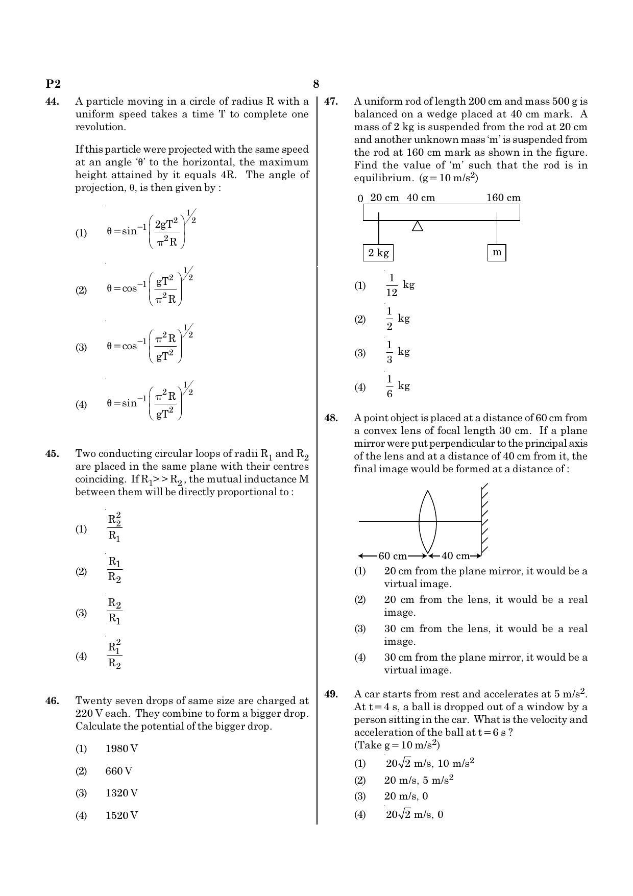 NEET P2 2021 Question Paper - Page 8