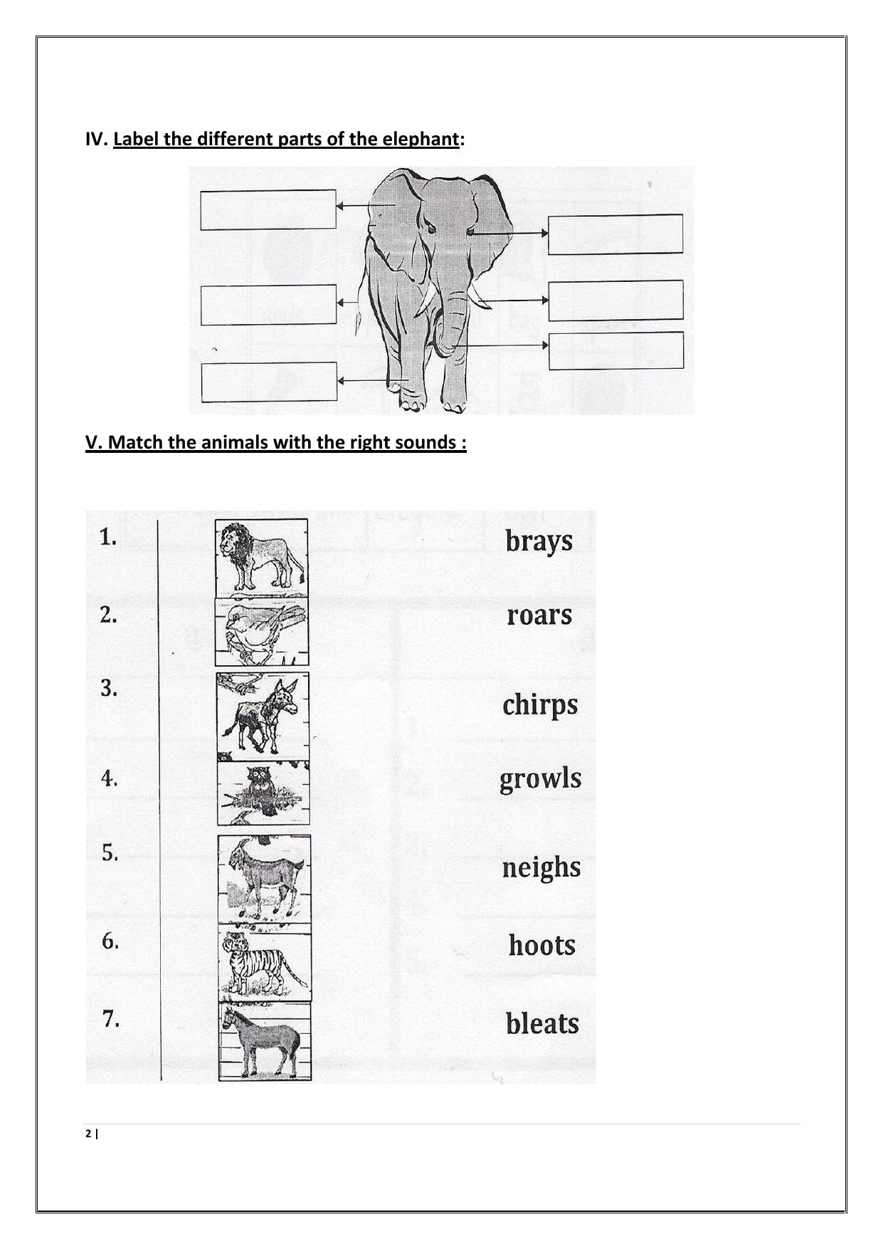 Worksheet for Class 1 English Assignment 70 - Page 2