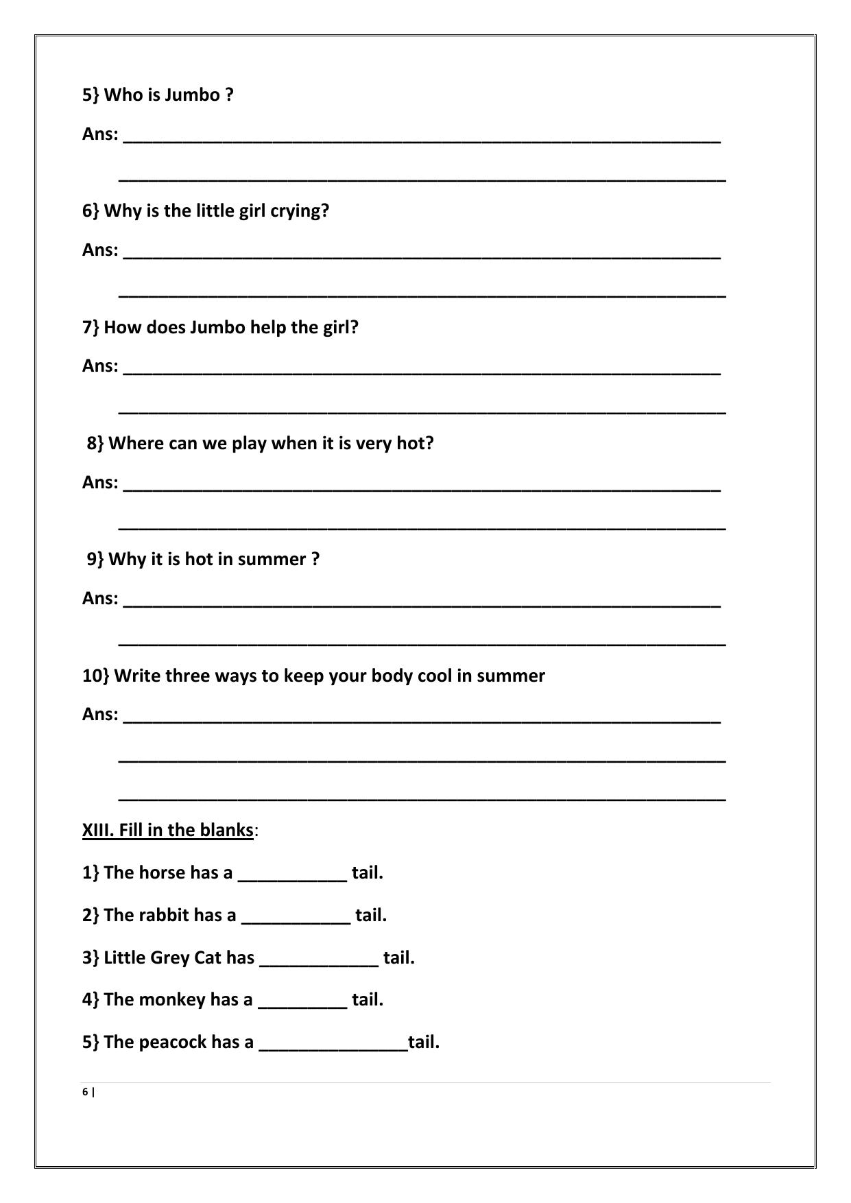 Worksheet for Class 1 English Assignment 70 - Page 6