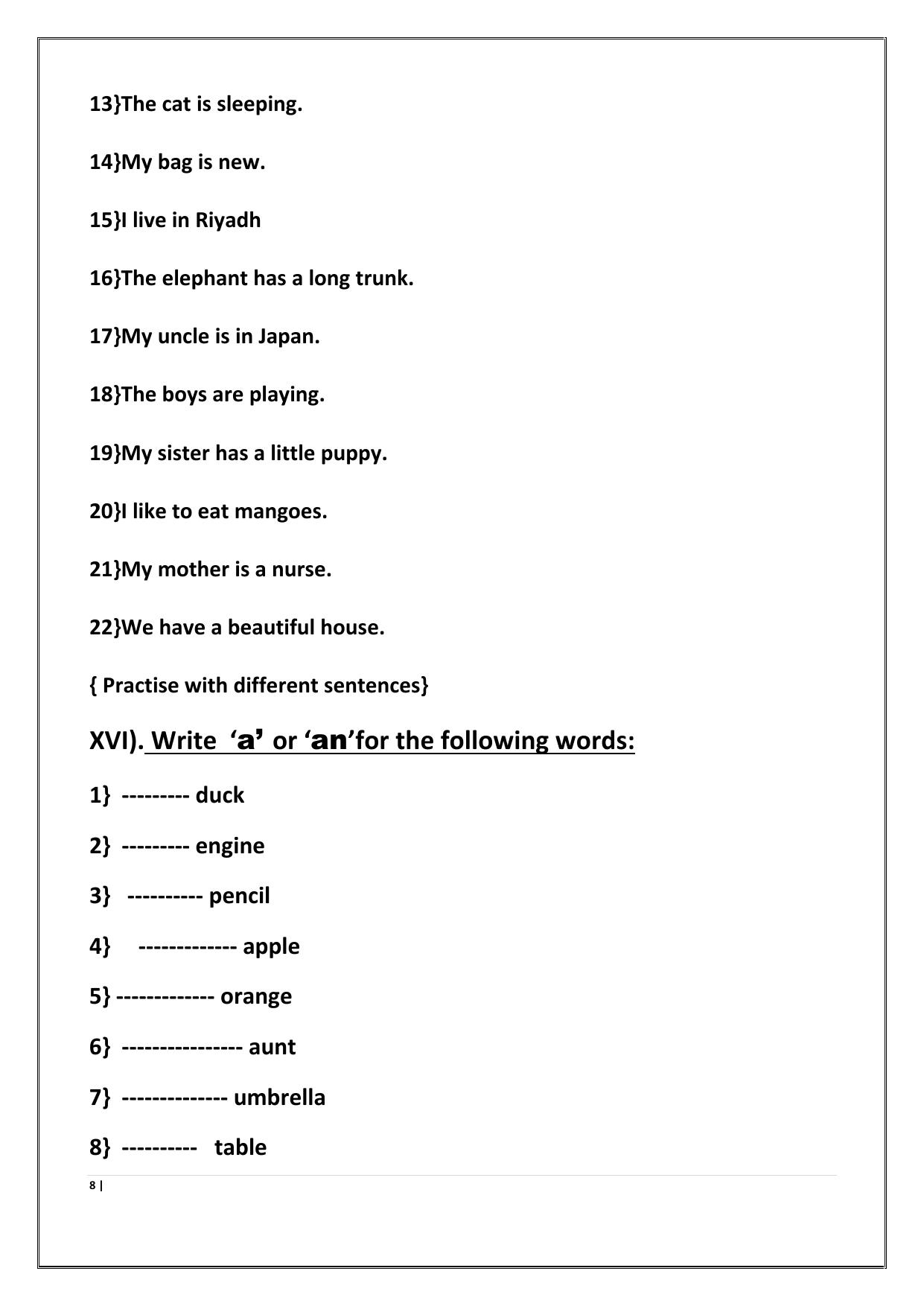 Worksheet for Class 1 English Assignment 70 - Page 8