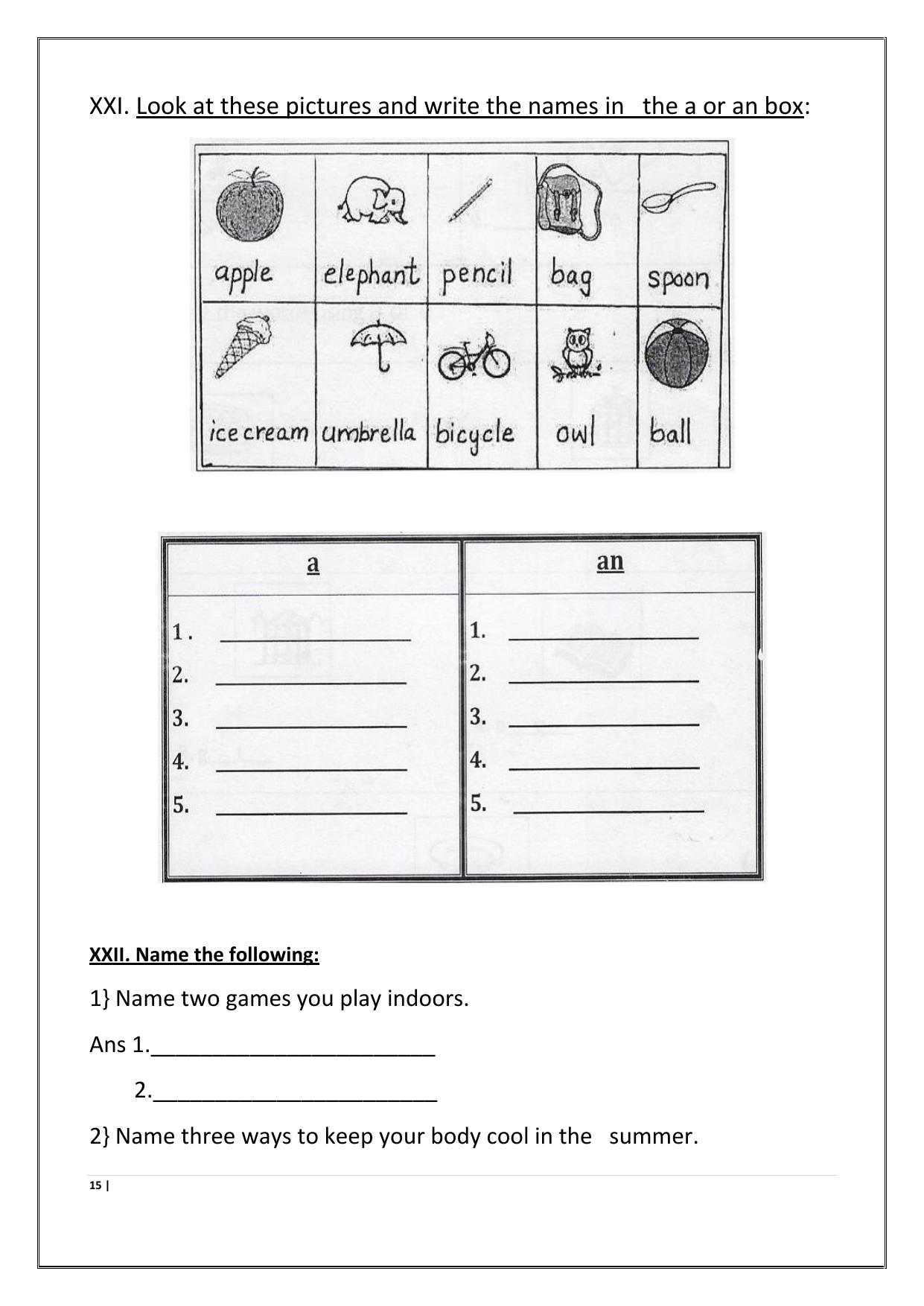 Worksheet for Class 1 English Assignment 70 - Page 15