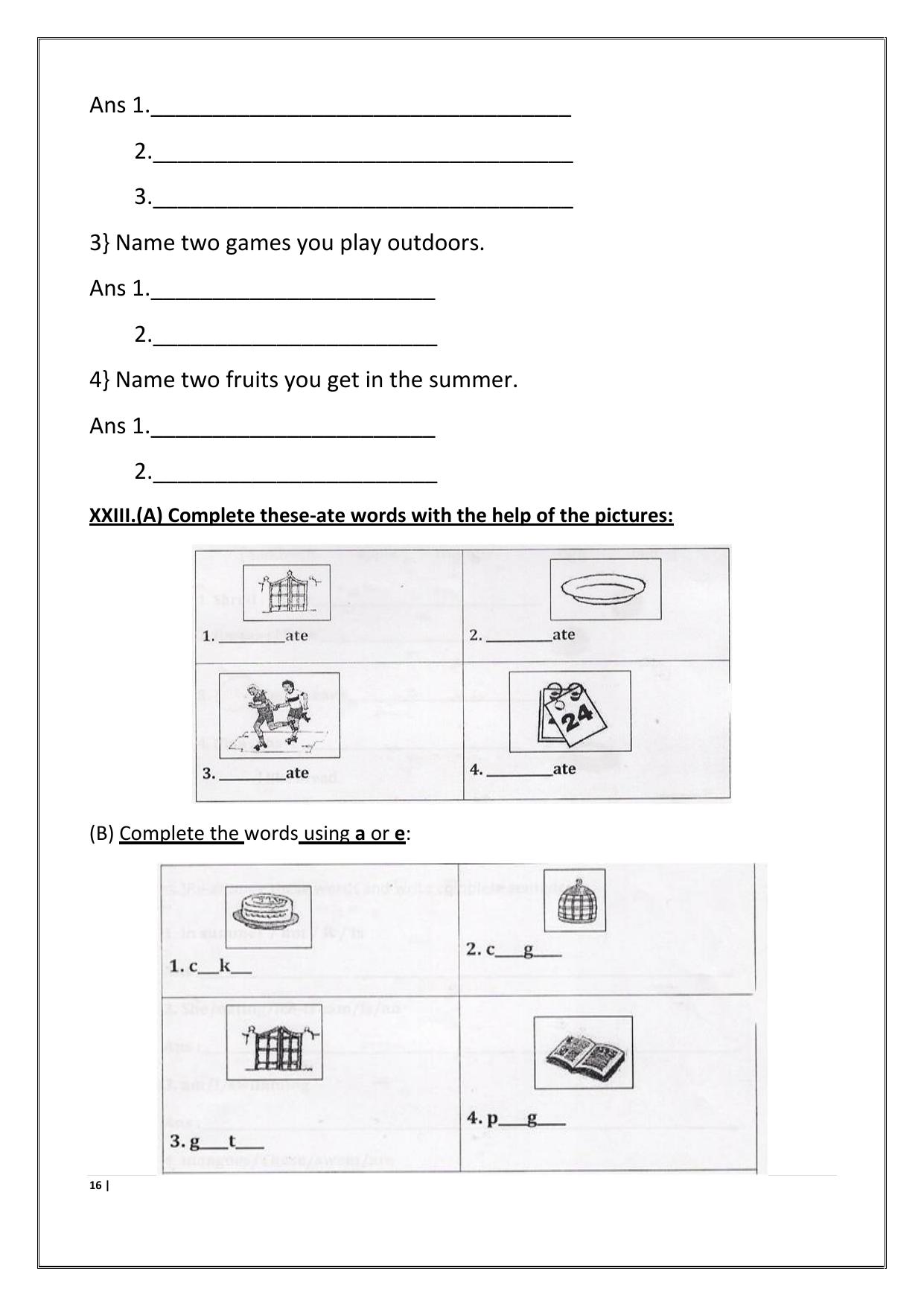 Worksheet for Class 1 English Assignment 70 - Page 16
