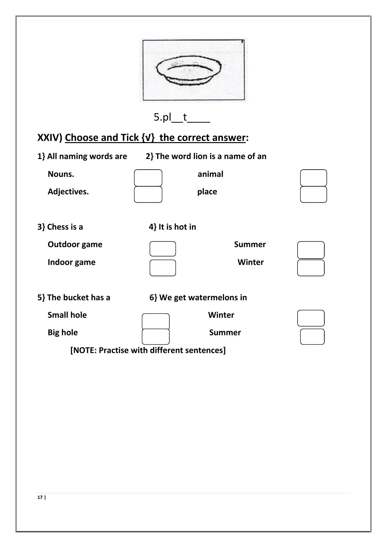 Worksheet for Class 1 English Assignment 70 - Page 17