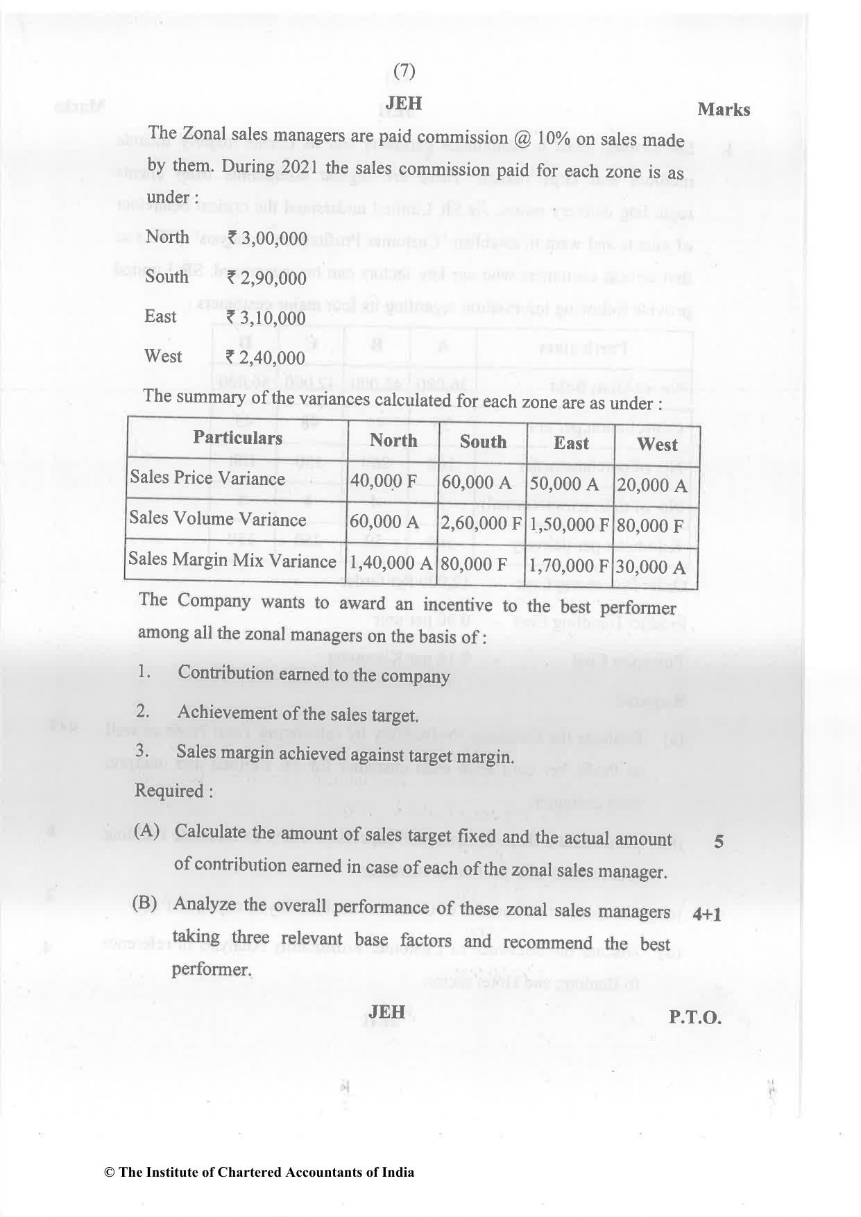 CA Final May 2022 Question Paper - Paper 5 – Strategic Cost Management and Performance Evaluation - Page 7