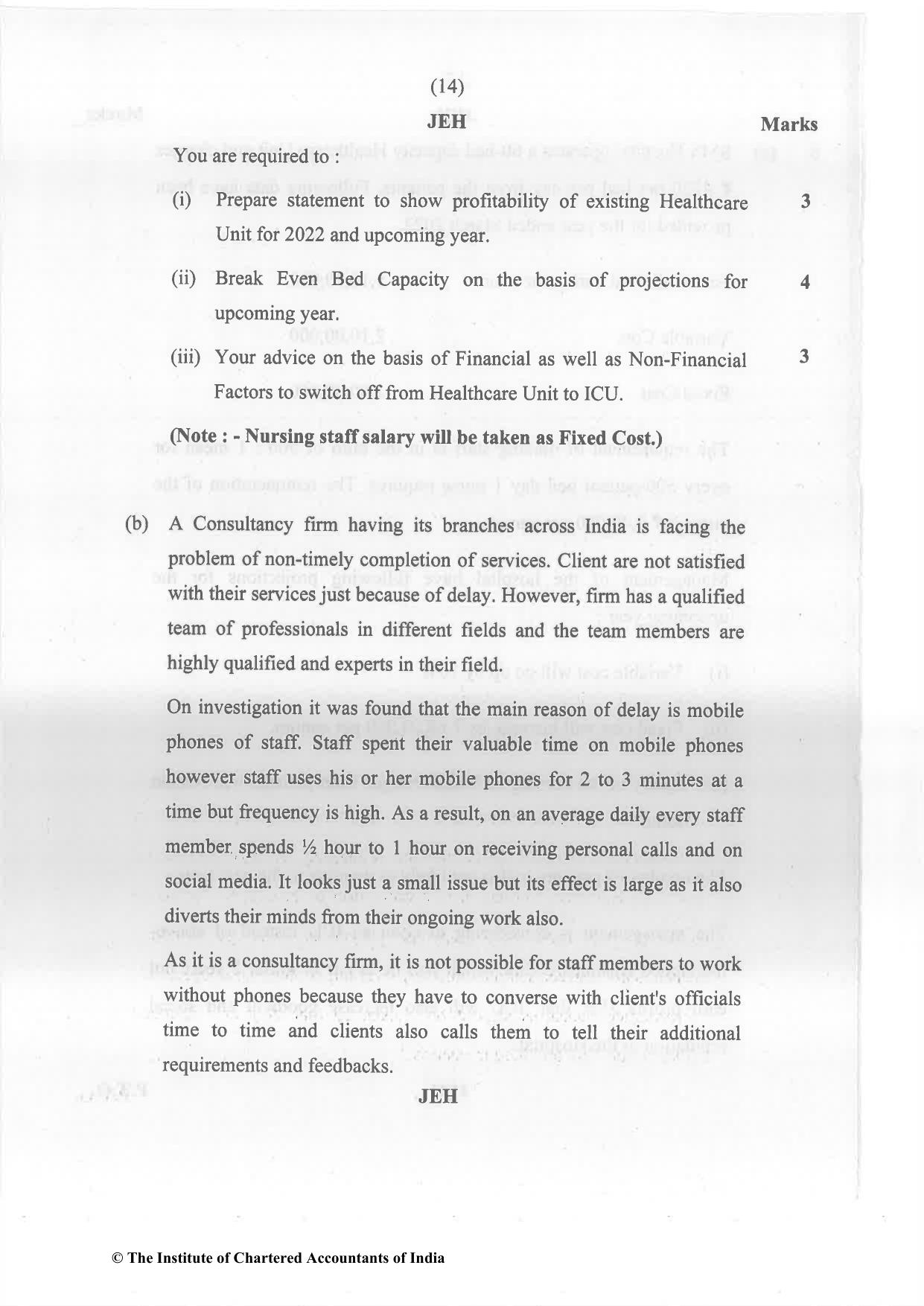 CA Final May 2022 Question Paper - Paper 5 – Strategic Cost Management and Performance Evaluation - Page 14