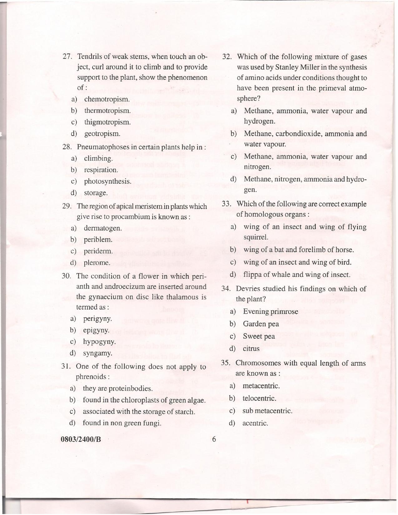 APJEE Biology 2008 Question Paper - Page 5