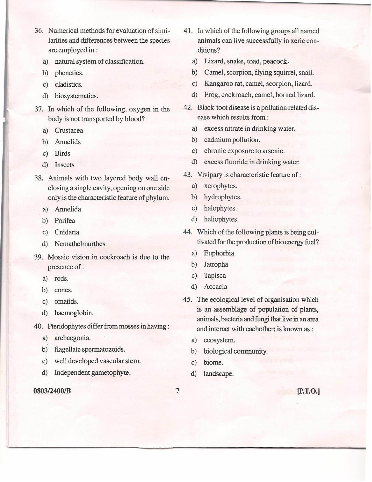 APJEE Biology 2008 Question Paper - Page 6