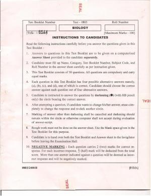 APJEE Biology 2008 Question Paper