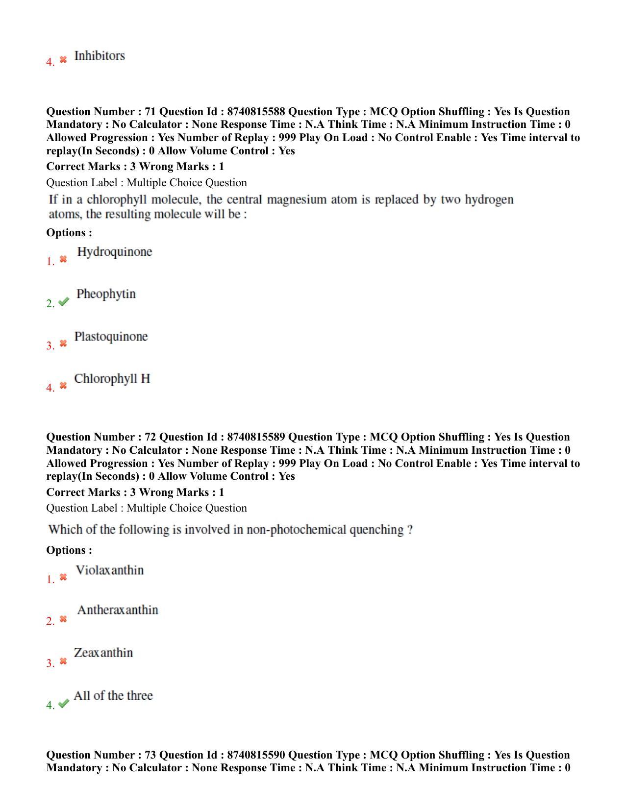 BHU RET Plant 2020 Question Paper - Page 41