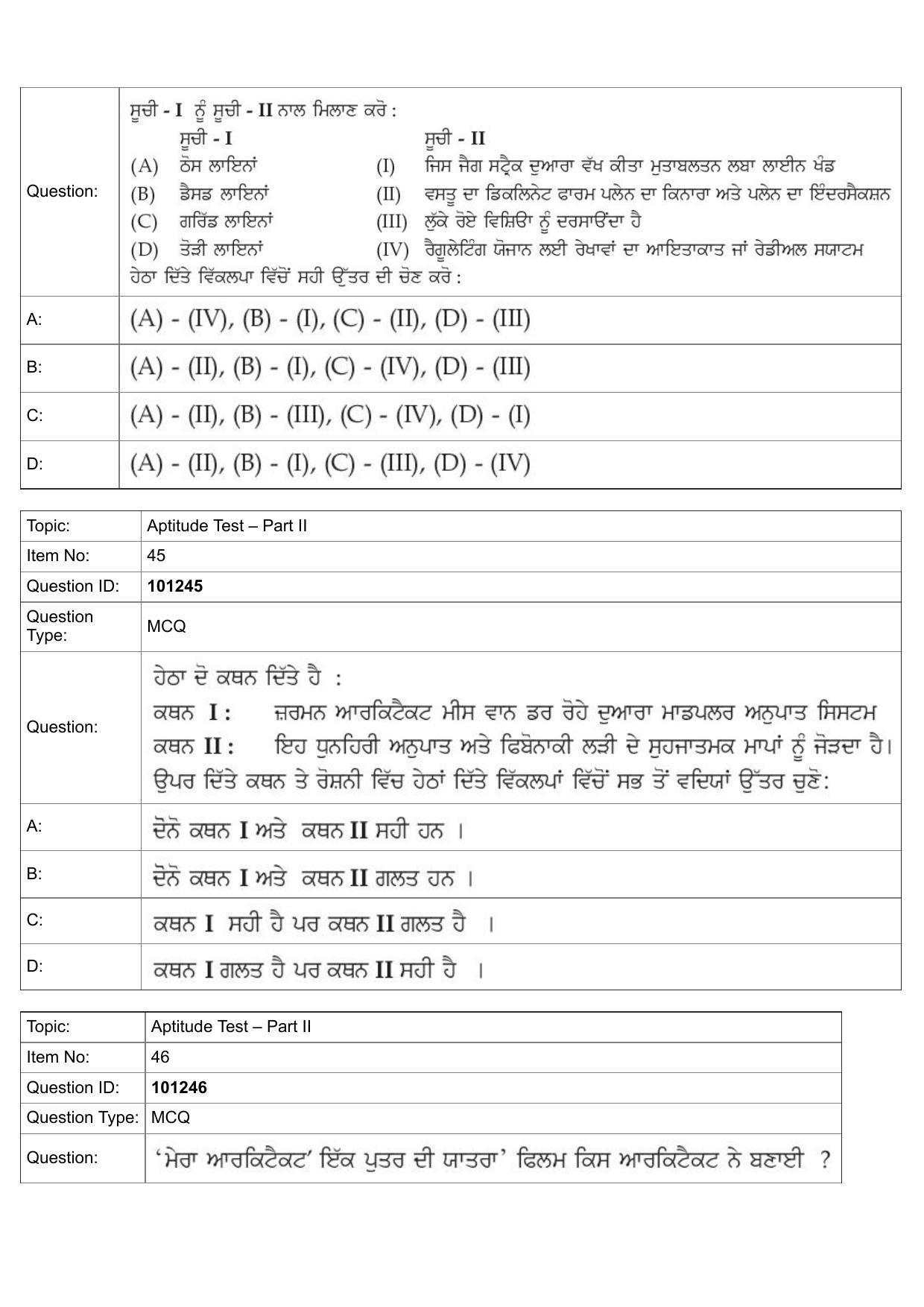JEE Mains 2022: B Arch & B Planning Punjabi (Shift 1) 30-07-2022 Question Paper - Page 18