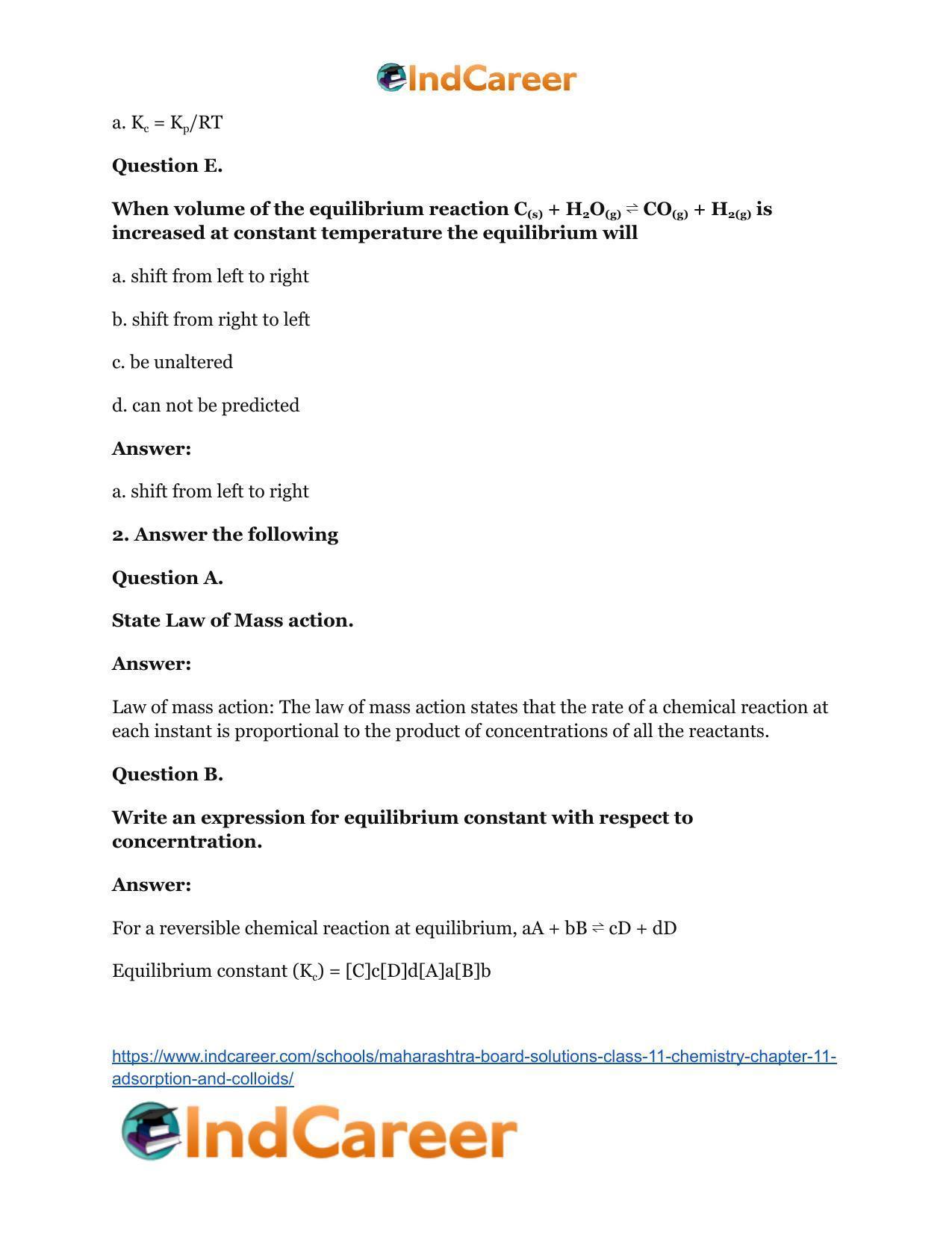 Maharashtra Board Solutions Class 11-Chemistry: Chapter 12- Chemical Equilibrium - Page 4
