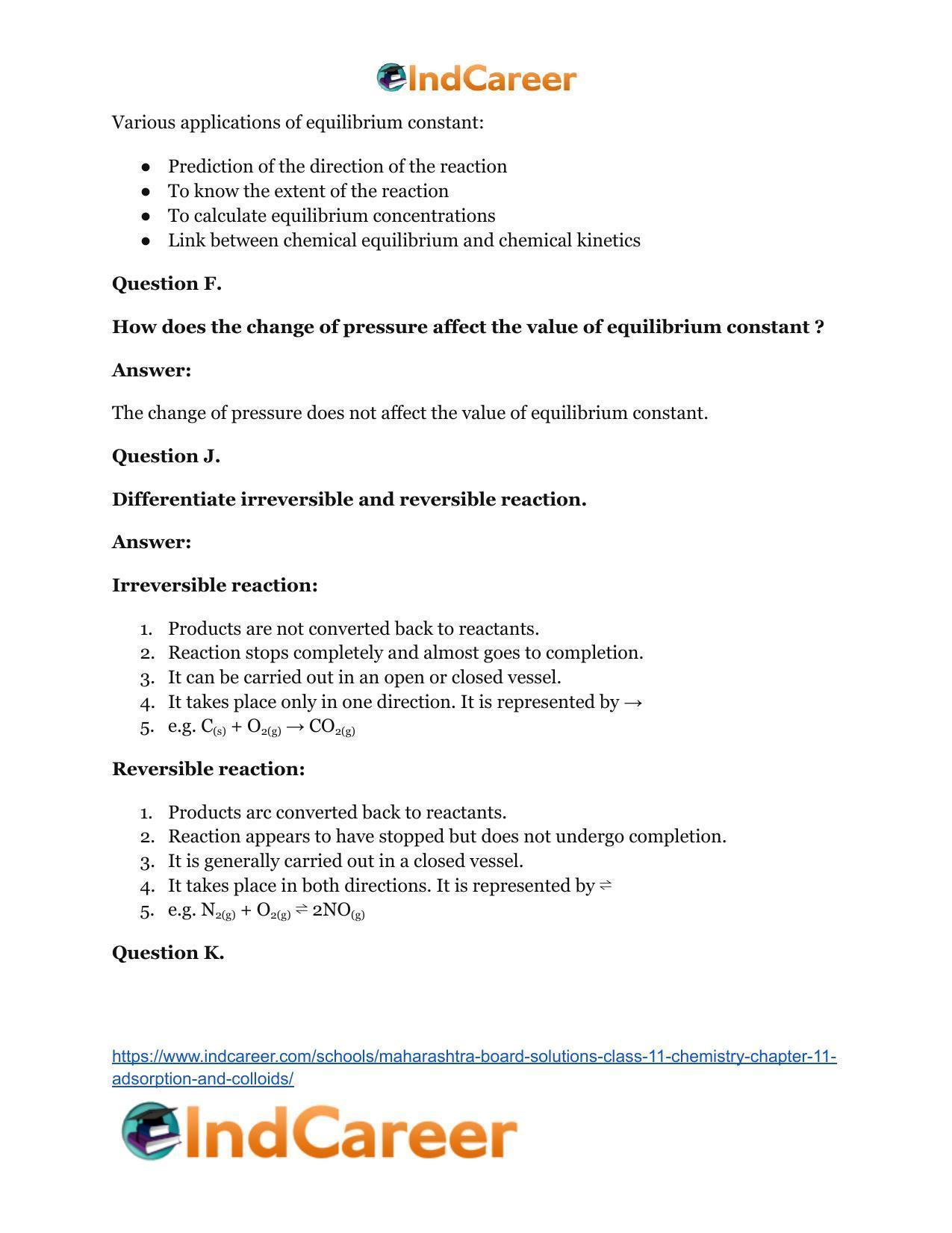 Maharashtra Board Solutions Class 11-Chemistry: Chapter 12- Chemical Equilibrium - Page 6
