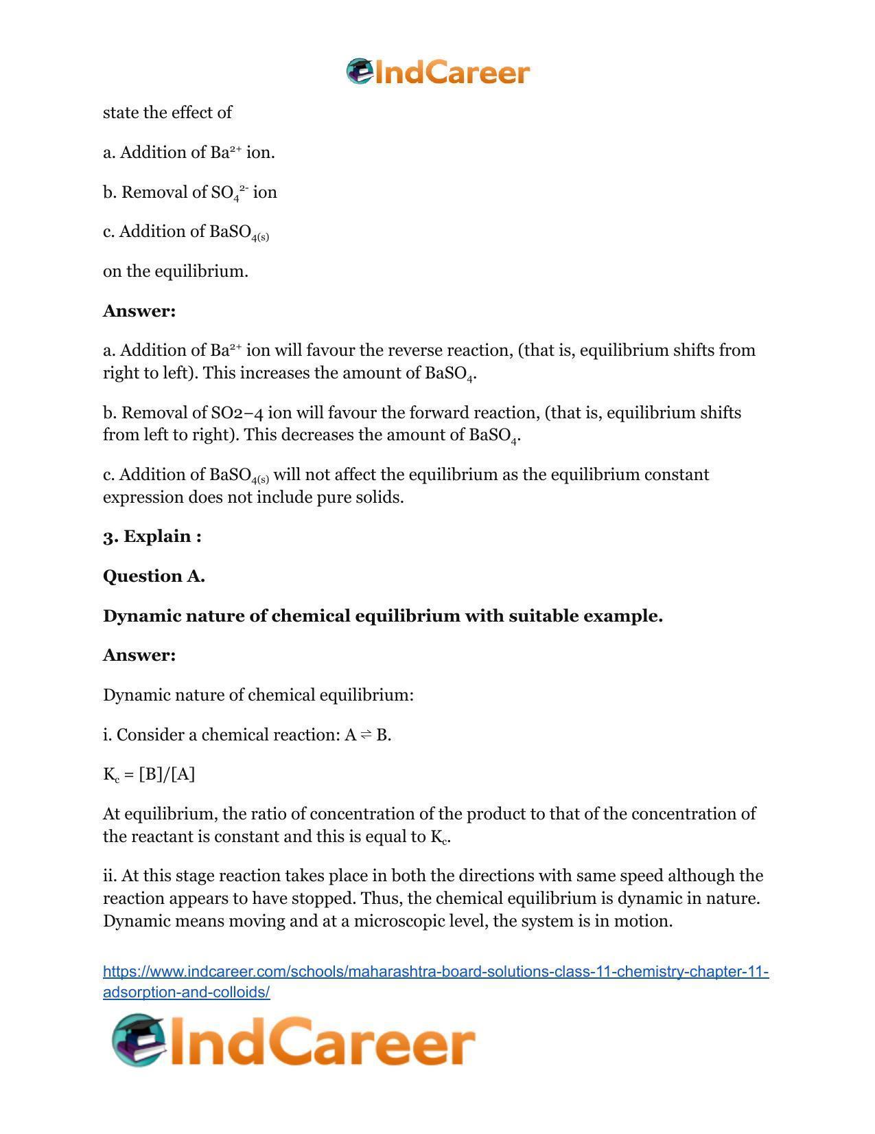 Maharashtra Board Solutions Class 11-Chemistry: Chapter 12- Chemical Equilibrium - Page 8