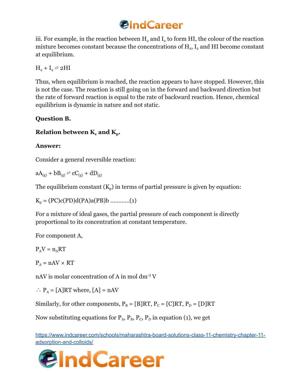 Maharashtra Board Solutions Class 11-Chemistry: Chapter 12- Chemical Equilibrium - Page 9