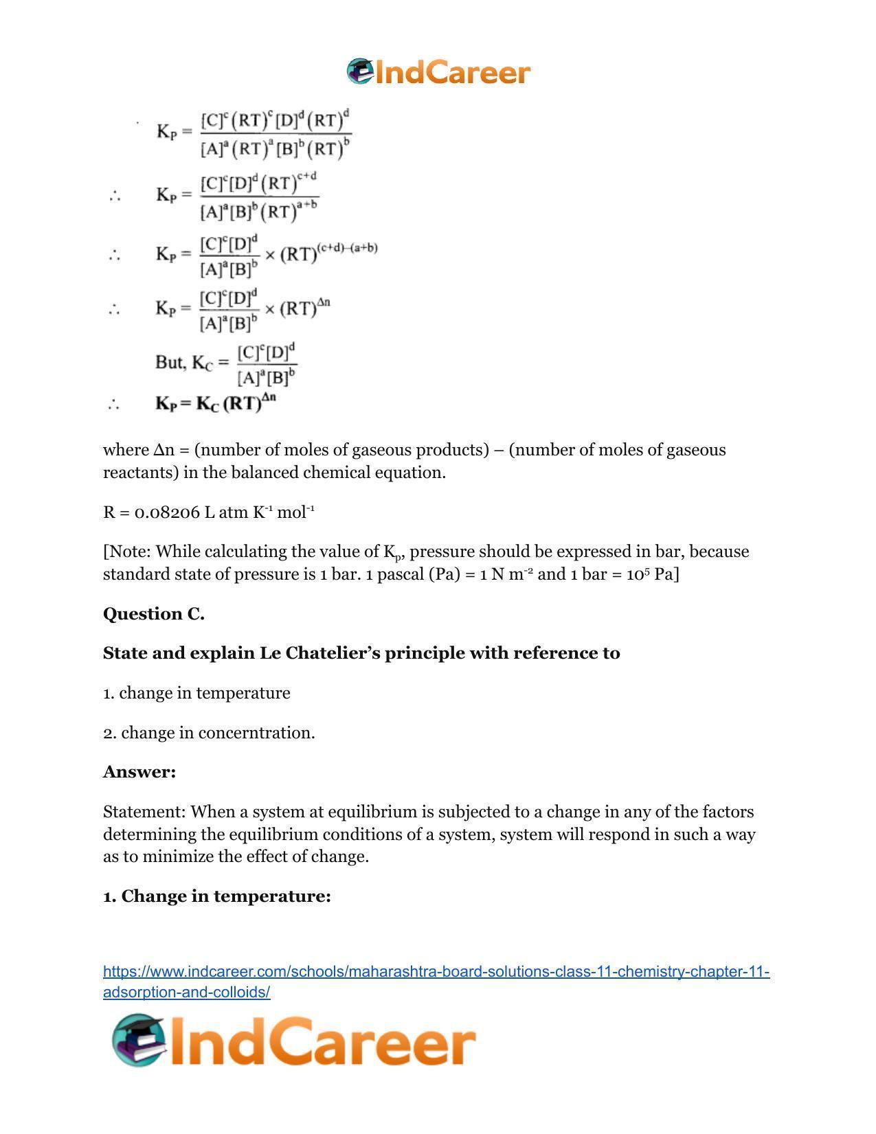 Maharashtra Board Solutions Class 11-Chemistry: Chapter 12- Chemical Equilibrium - Page 10