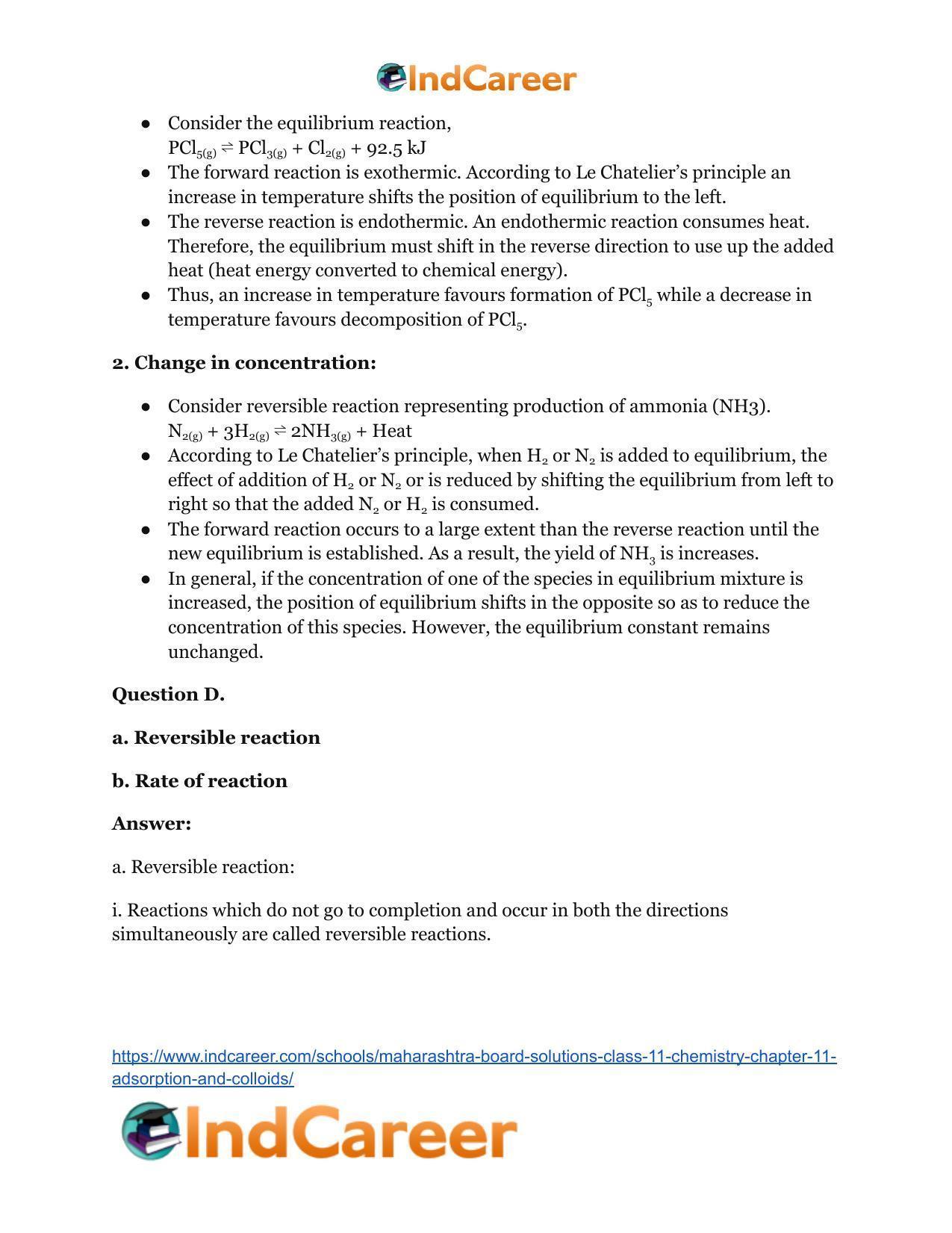 Maharashtra Board Solutions Class 11-Chemistry: Chapter 12- Chemical Equilibrium - Page 11