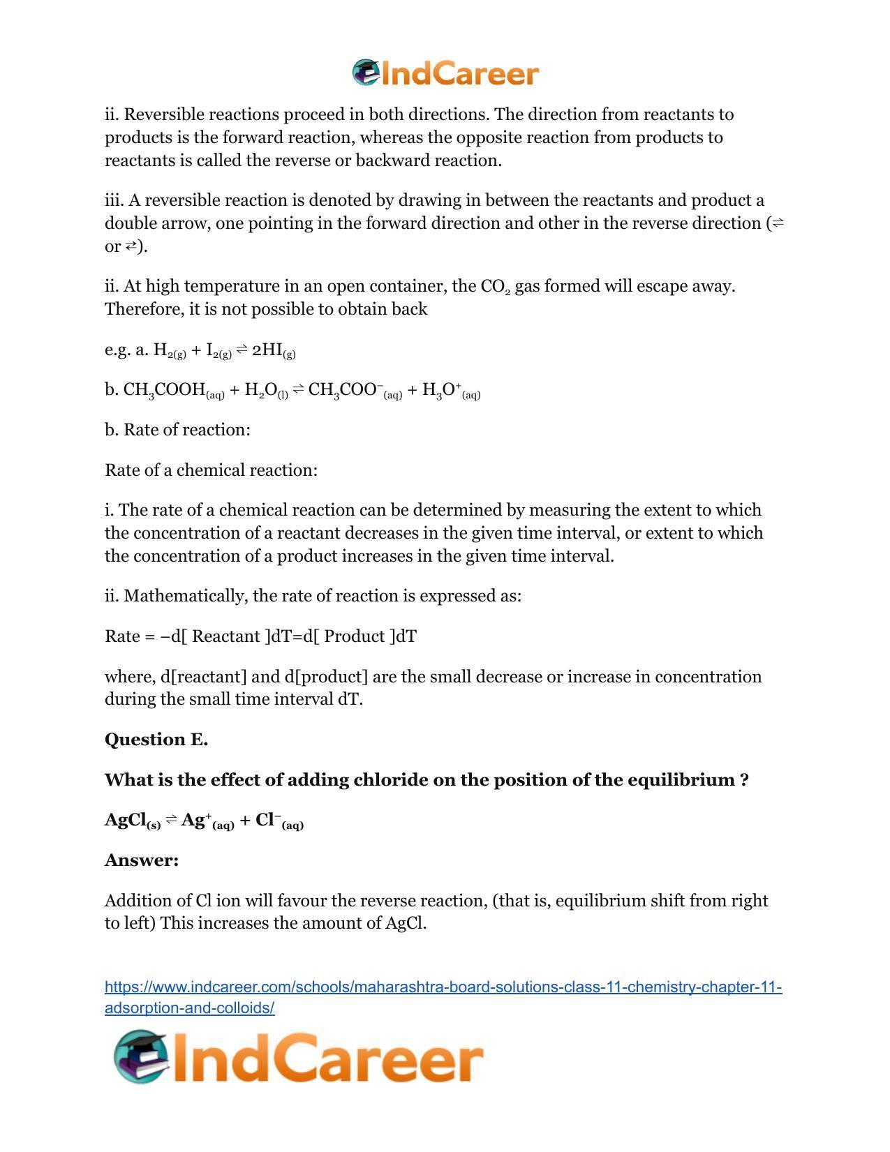 Maharashtra Board Solutions Class 11-Chemistry: Chapter 12- Chemical Equilibrium - Page 12