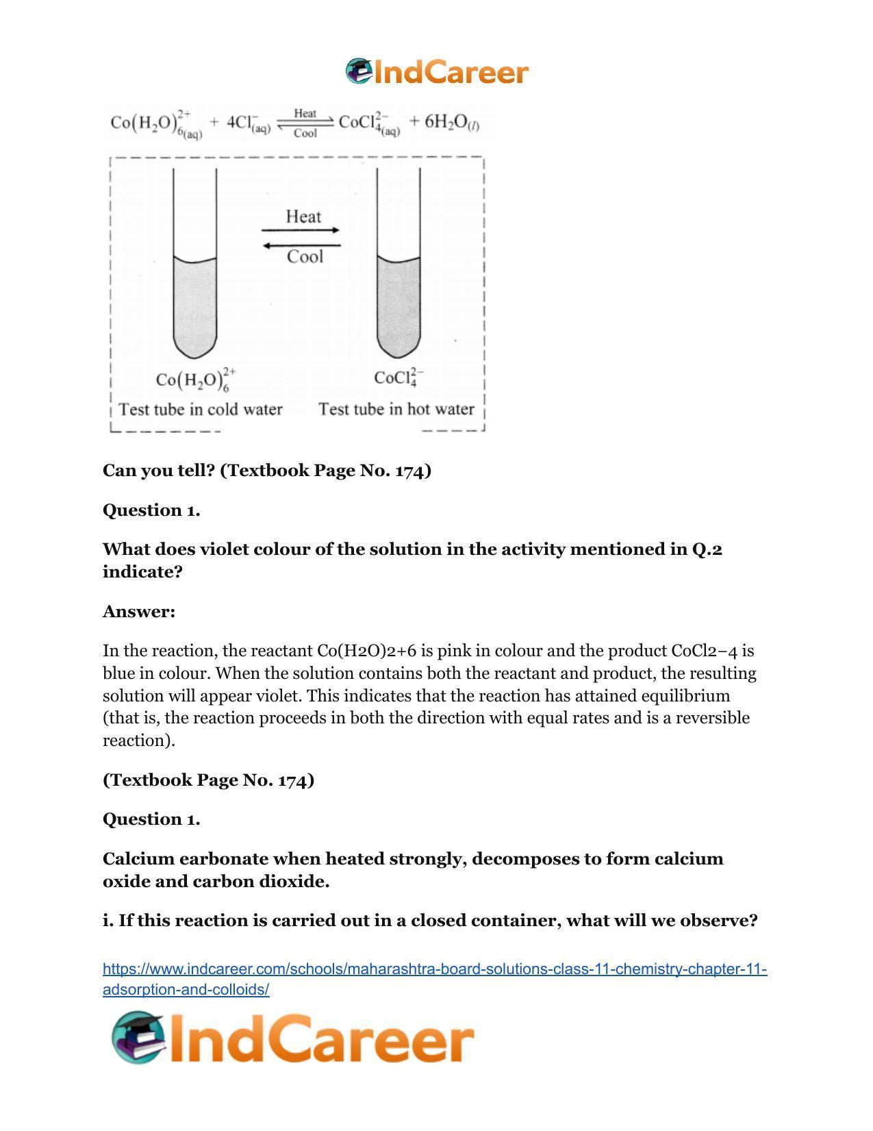 Maharashtra Board Solutions Class 11-Chemistry: Chapter 12- Chemical Equilibrium - Page 14