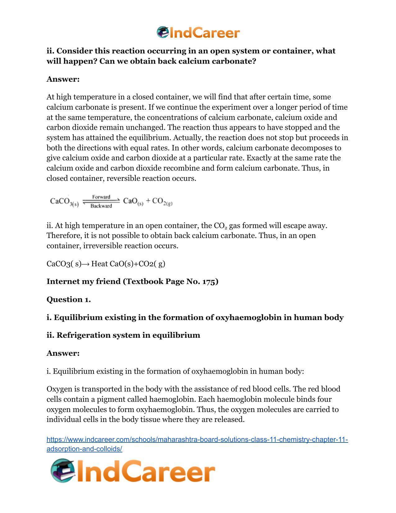 Maharashtra Board Solutions Class 11-Chemistry: Chapter 12- Chemical Equilibrium - Page 15