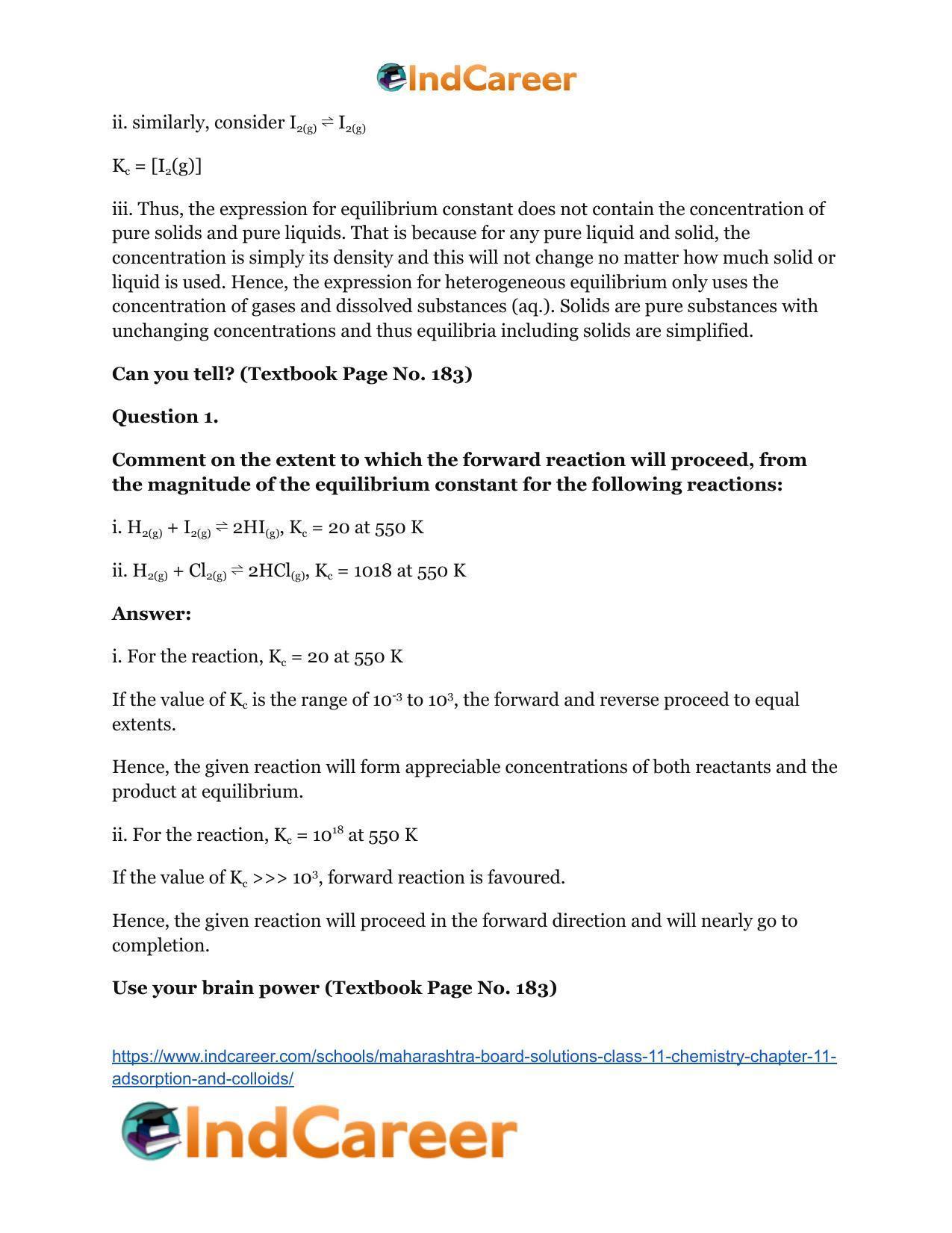 Maharashtra Board Solutions Class 11-Chemistry: Chapter 12- Chemical Equilibrium - Page 24
