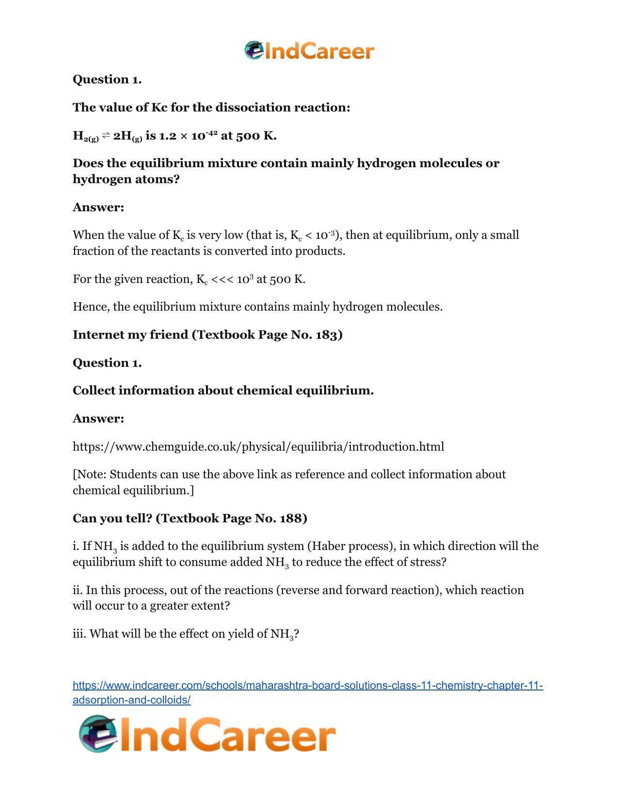 Maharashtra Board Solutions Class 11-Chemistry: Chapter 12- Chemical Equilibrium - Page 25