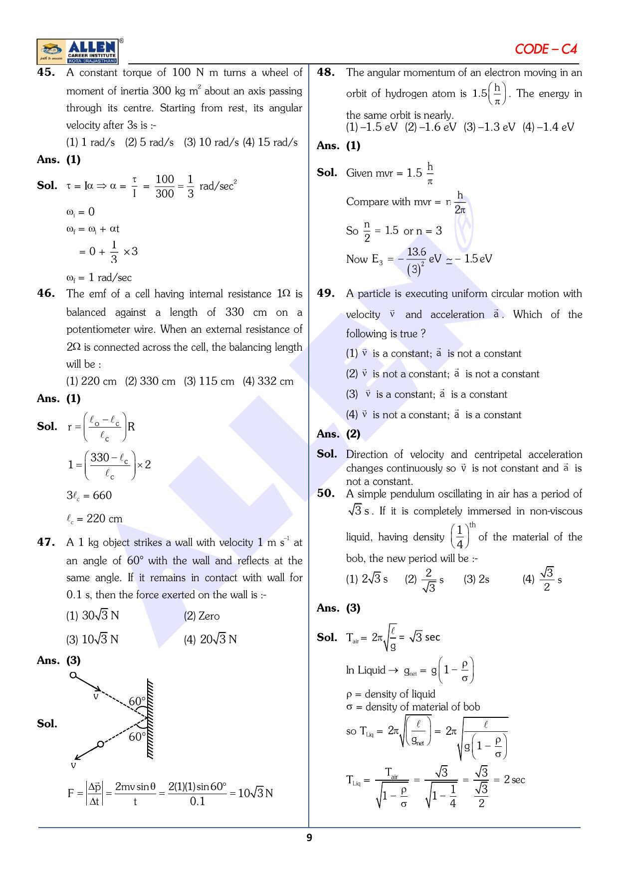 NEET 2023 Question Paper C4 - Page 9