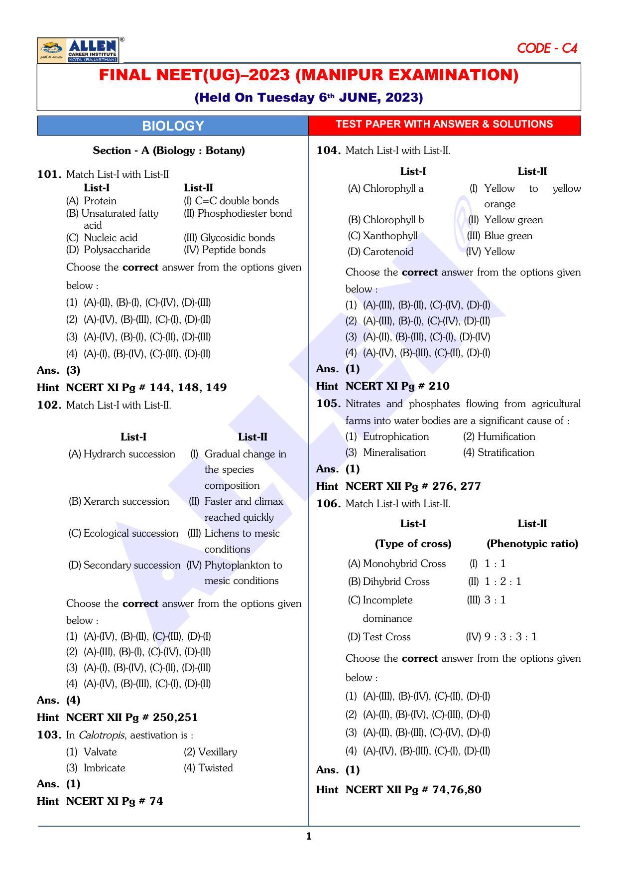 NEET 2023 Question Paper C4 - Page 18