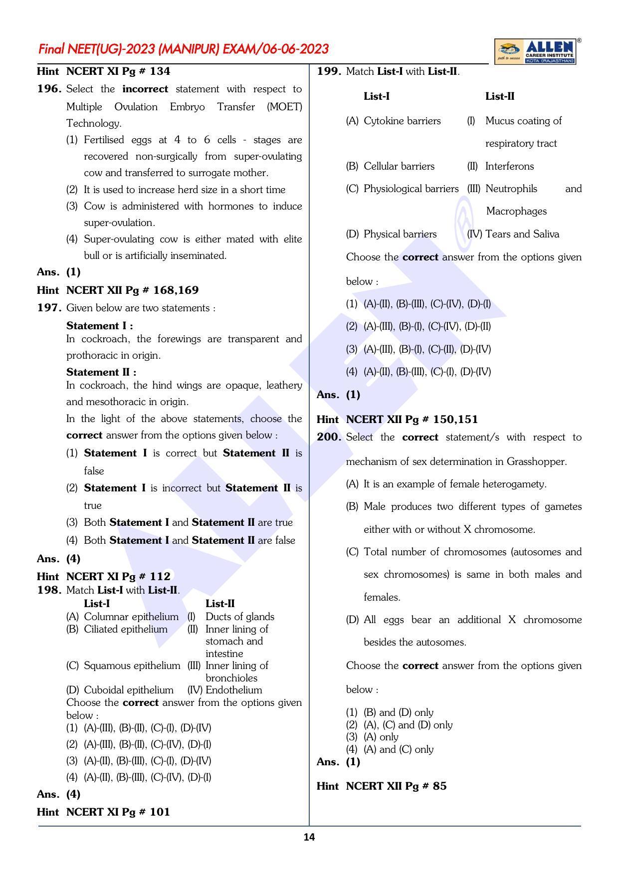 NEET 2023 Question Paper C4 - Page 31