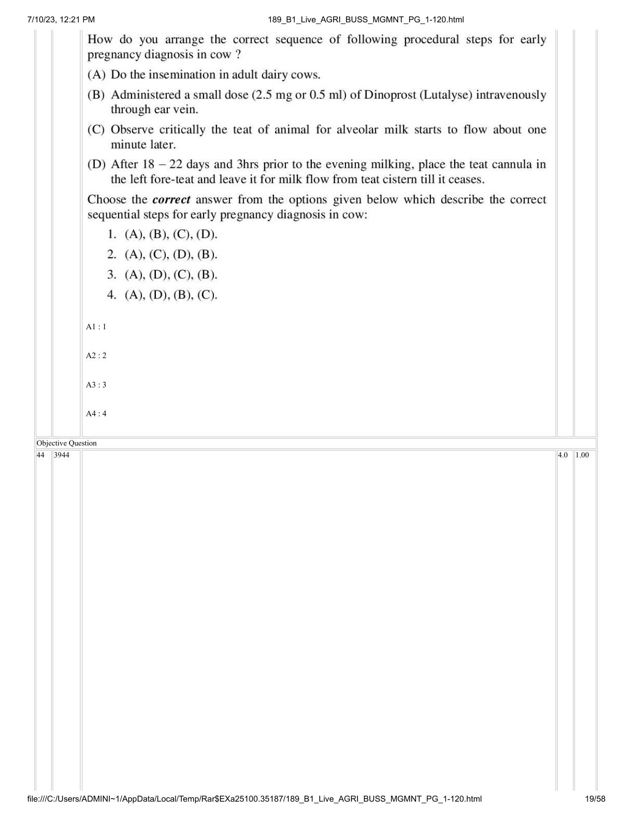 ICAR AIEEA PG 2023 AGRI BUSINESS MANAGEMENT Question Paper - Page 19