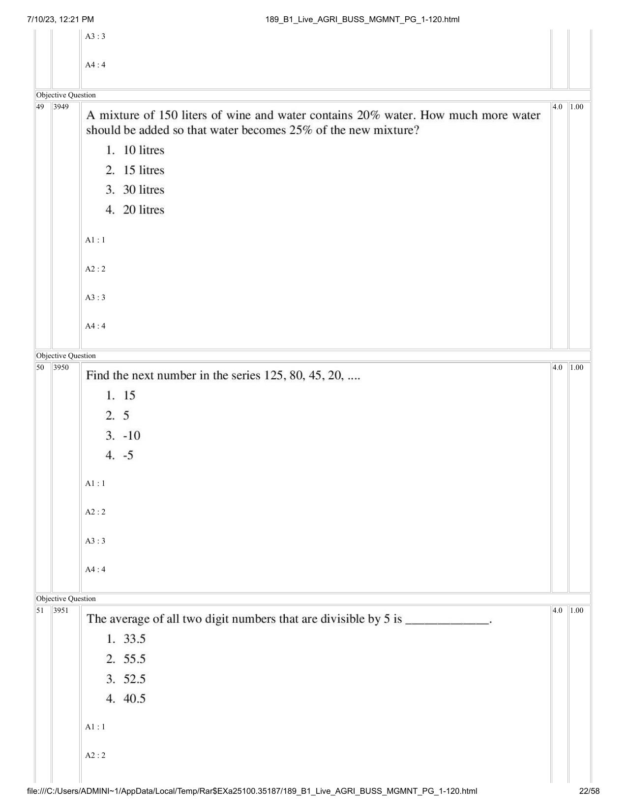 ICAR AIEEA PG 2023 AGRI BUSINESS MANAGEMENT Question Paper - Page 22