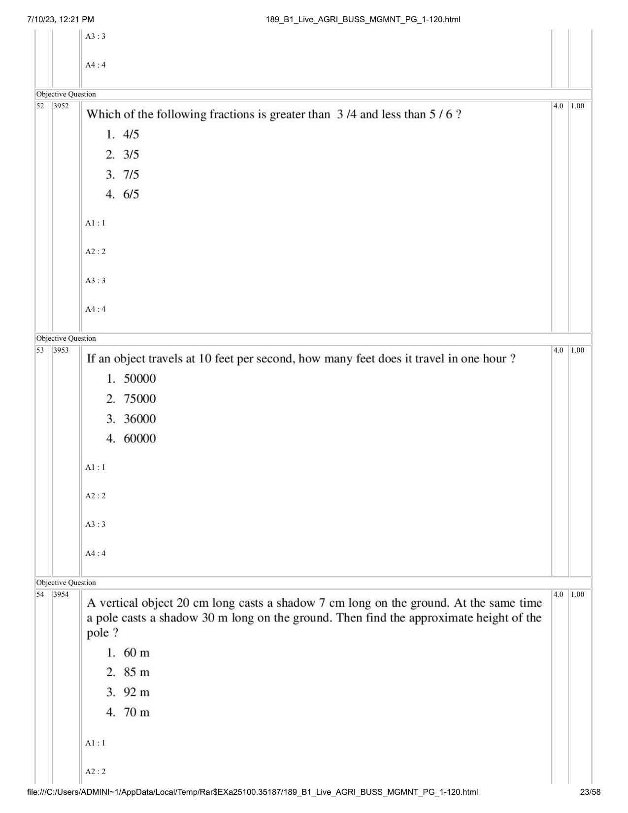 ICAR AIEEA PG 2023 AGRI BUSINESS MANAGEMENT Question Paper - Page 23