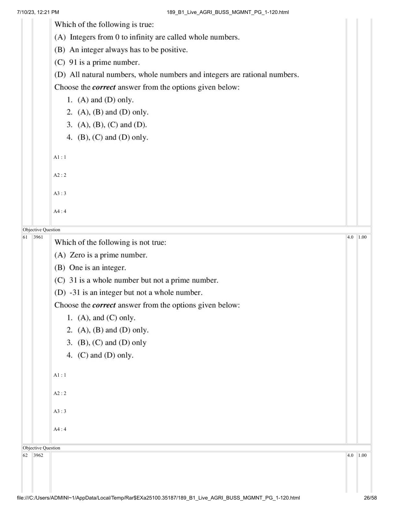 ICAR AIEEA PG 2023 AGRI BUSINESS MANAGEMENT Question Paper - Page 26