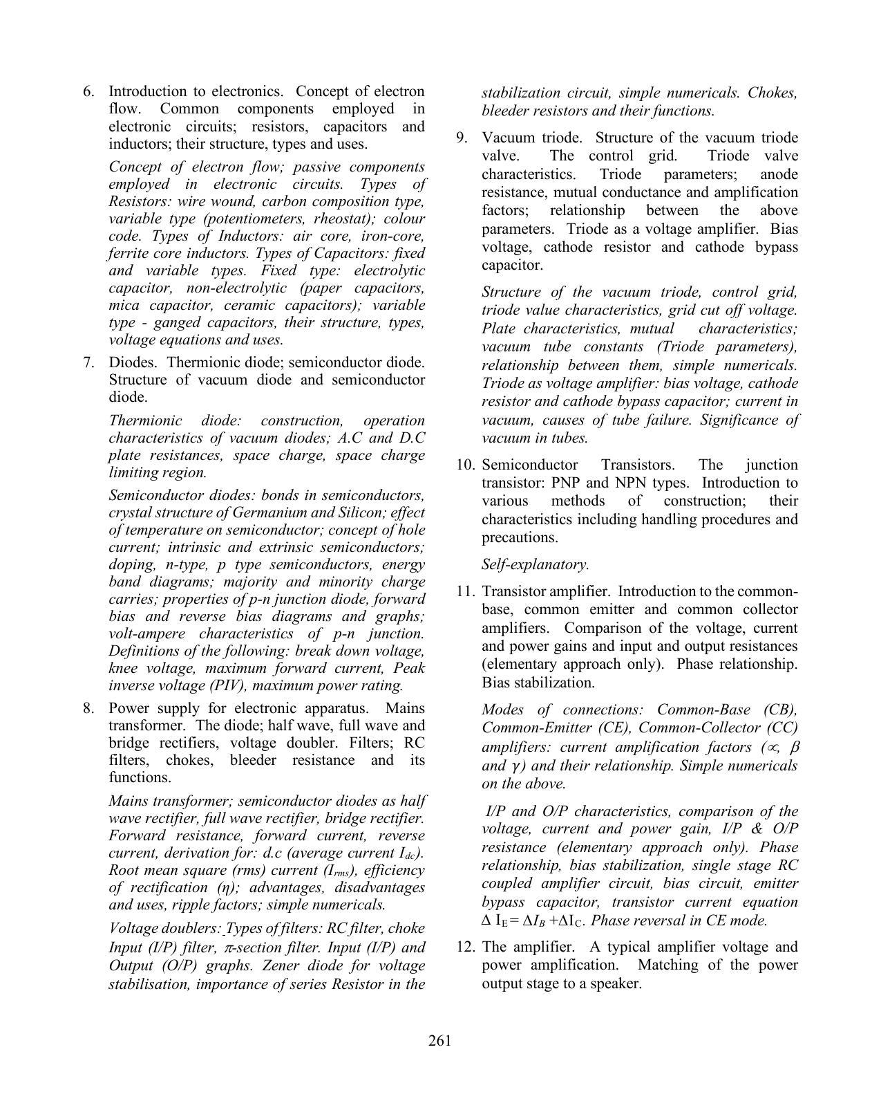 ISC Class XI & XII Electricity & Electronics Syllabus - Page 4