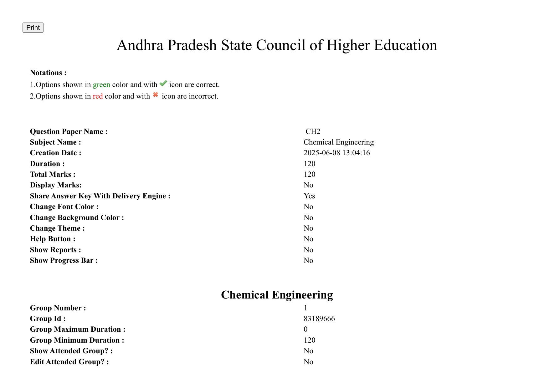 AP PGCET 2025 Chemical Engineering Paper with Answer Key - Page 1