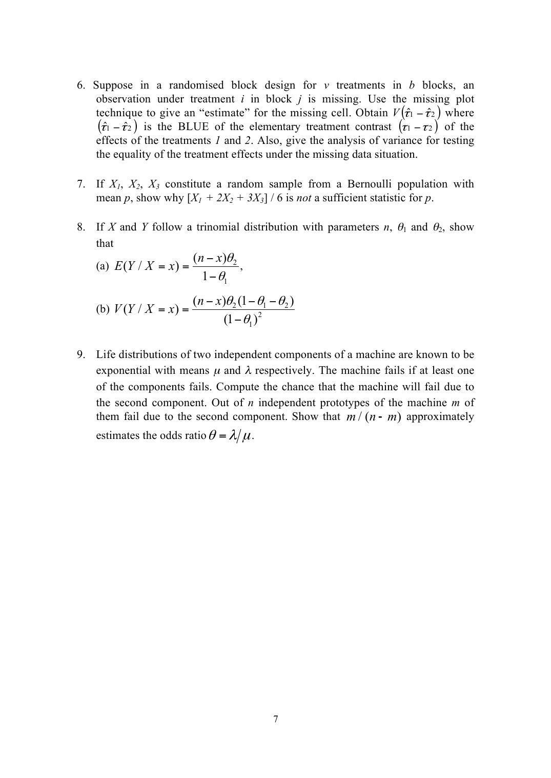 ISI Admission Test M.Tech (QROR) PQB 2015 Sample Paper - Page 7