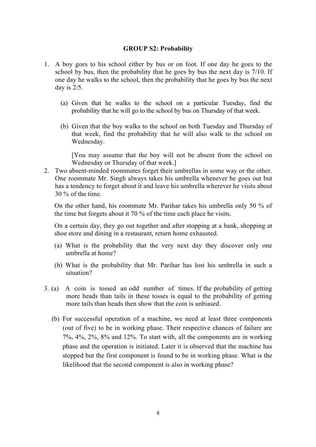 ISI Admission Test M.Tech (QROR) PQB 2015 Sample Paper - Page 8