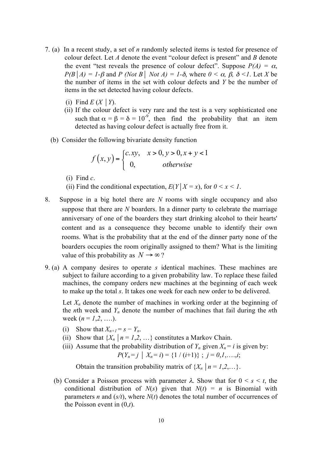 ISI Admission Test M.Tech (QROR) PQB 2015 Sample Paper - Page 10