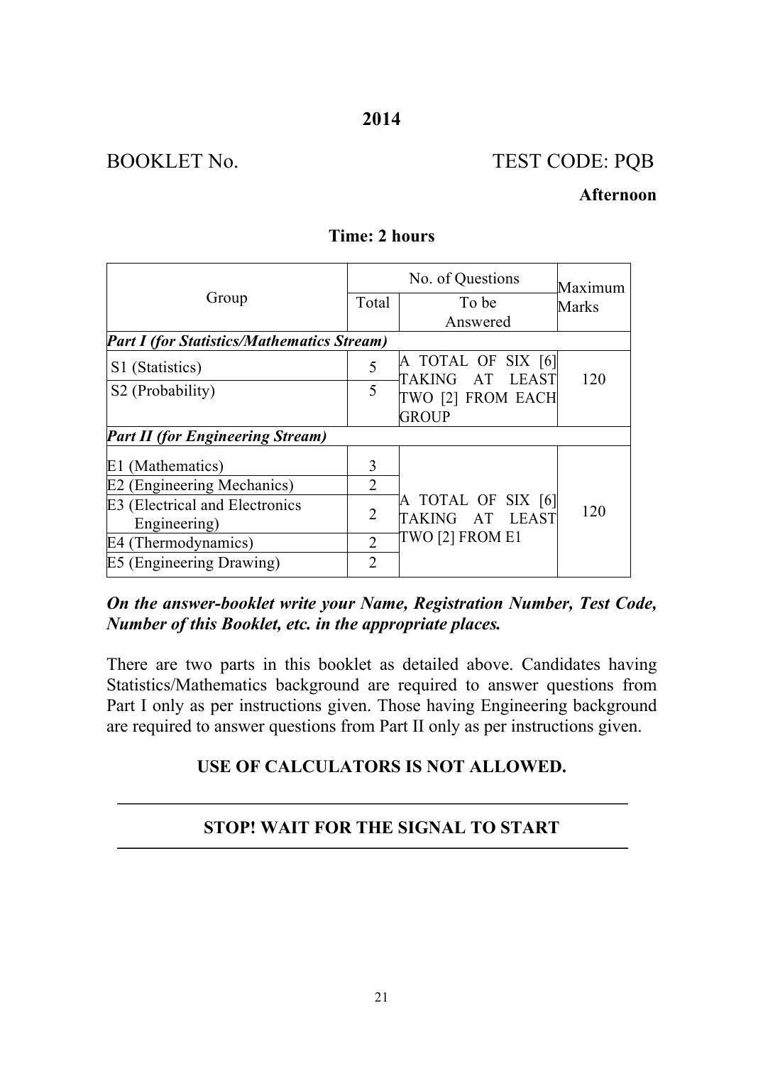 ISI Admission Test M.Tech (QROR) PQB 2015 Sample Paper - Page 21