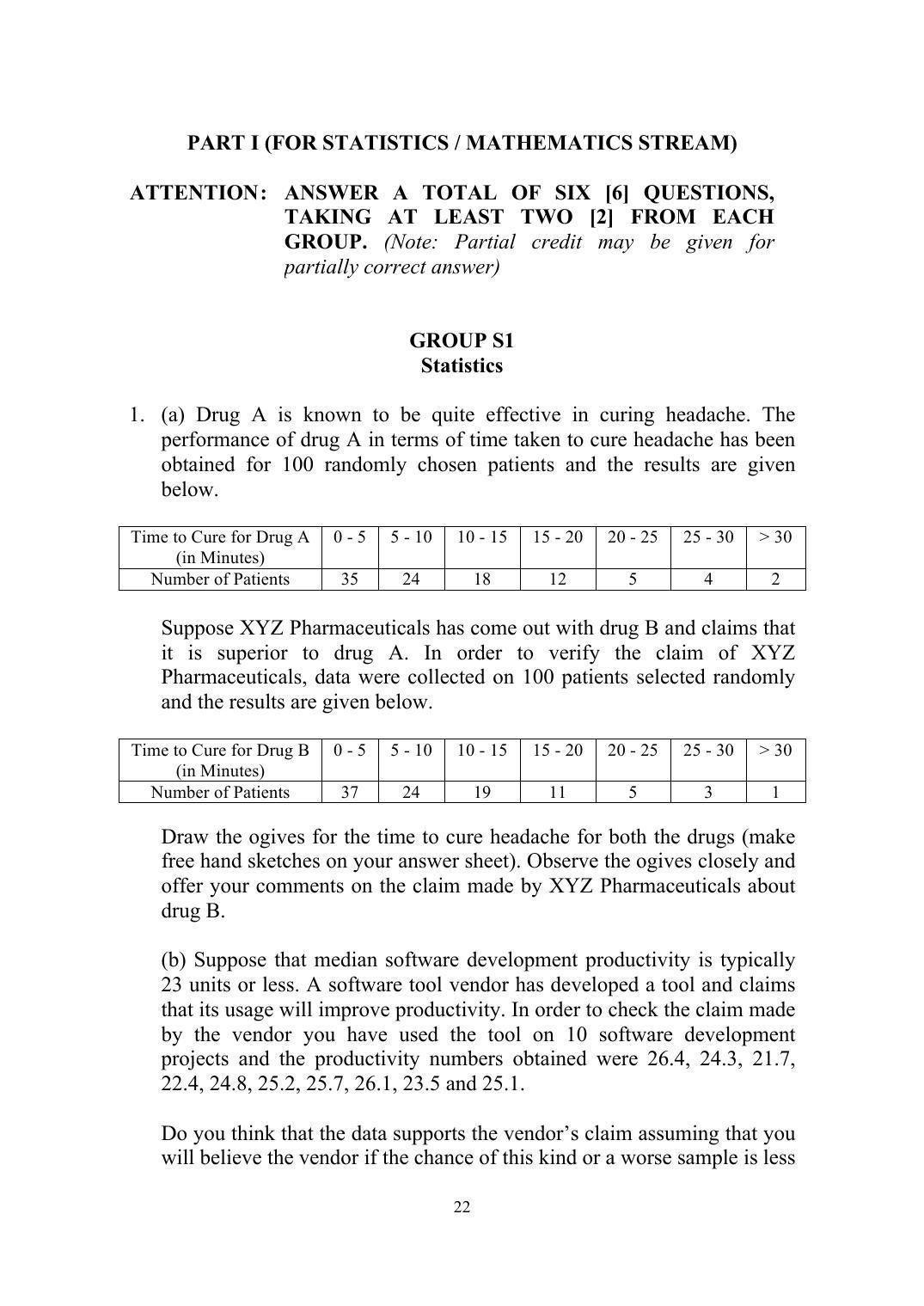 ISI Admission Test M.Tech (QROR) PQB 2015 Sample Paper - Page 22