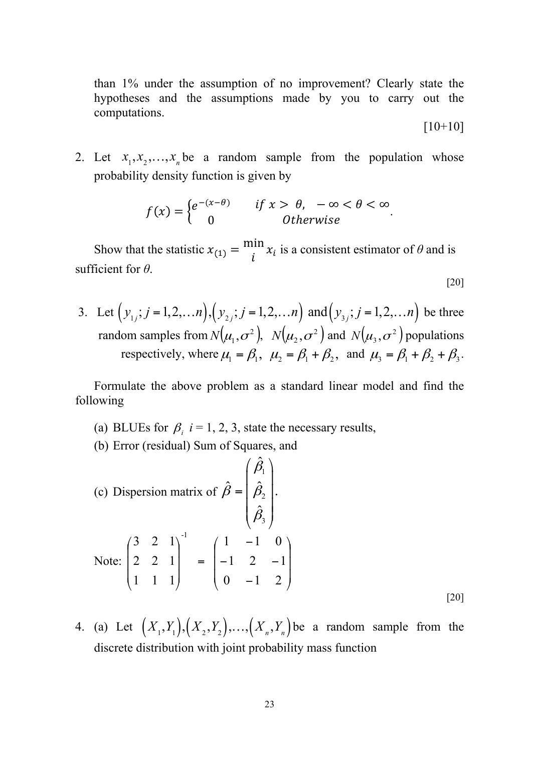 ISI Admission Test M.Tech (QROR) PQB 2015 Sample Paper - Page 23